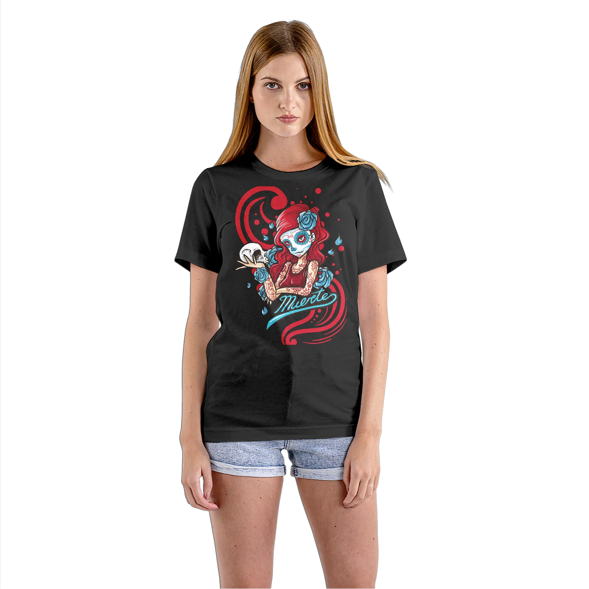 Camiseta Babylook Estampa Morte com Rosa 100% Algodão - Imagem 3