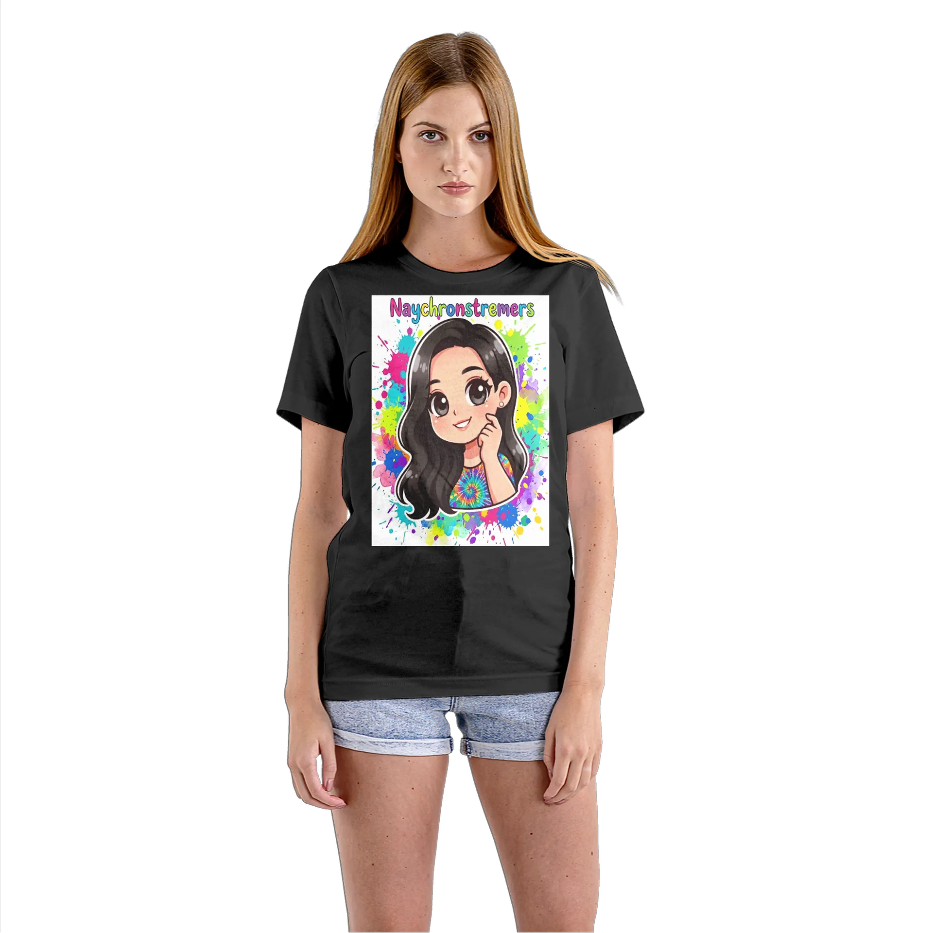 Camiseta Babylook Naychronstreamers Cartoon Colorido 100% - Imagem 3