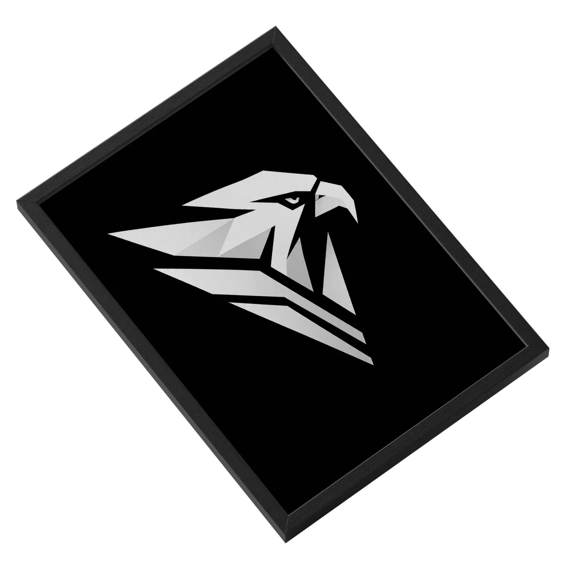 Quadro Águia Estilizada Geométrica Preto e Branco A3 de Águia club 