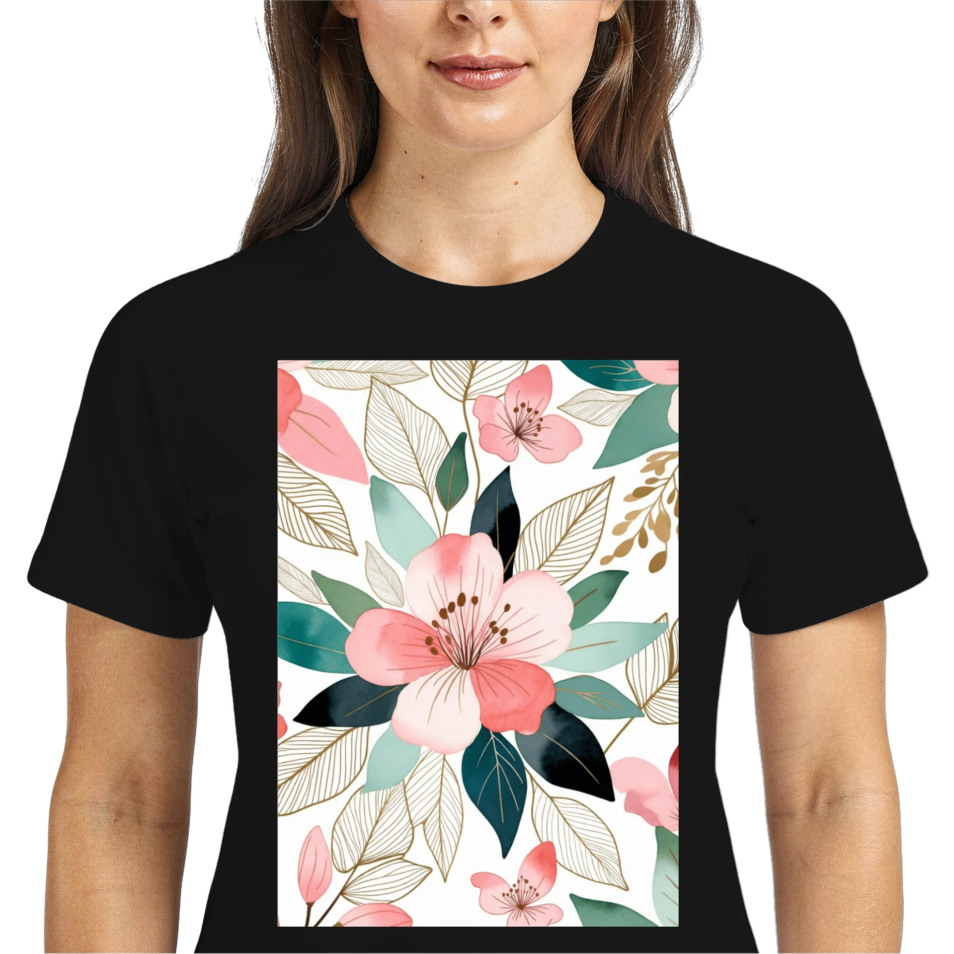 Camiseta Dry Fit Estampa Floral Rosa 100% Polyester - Imagem 3