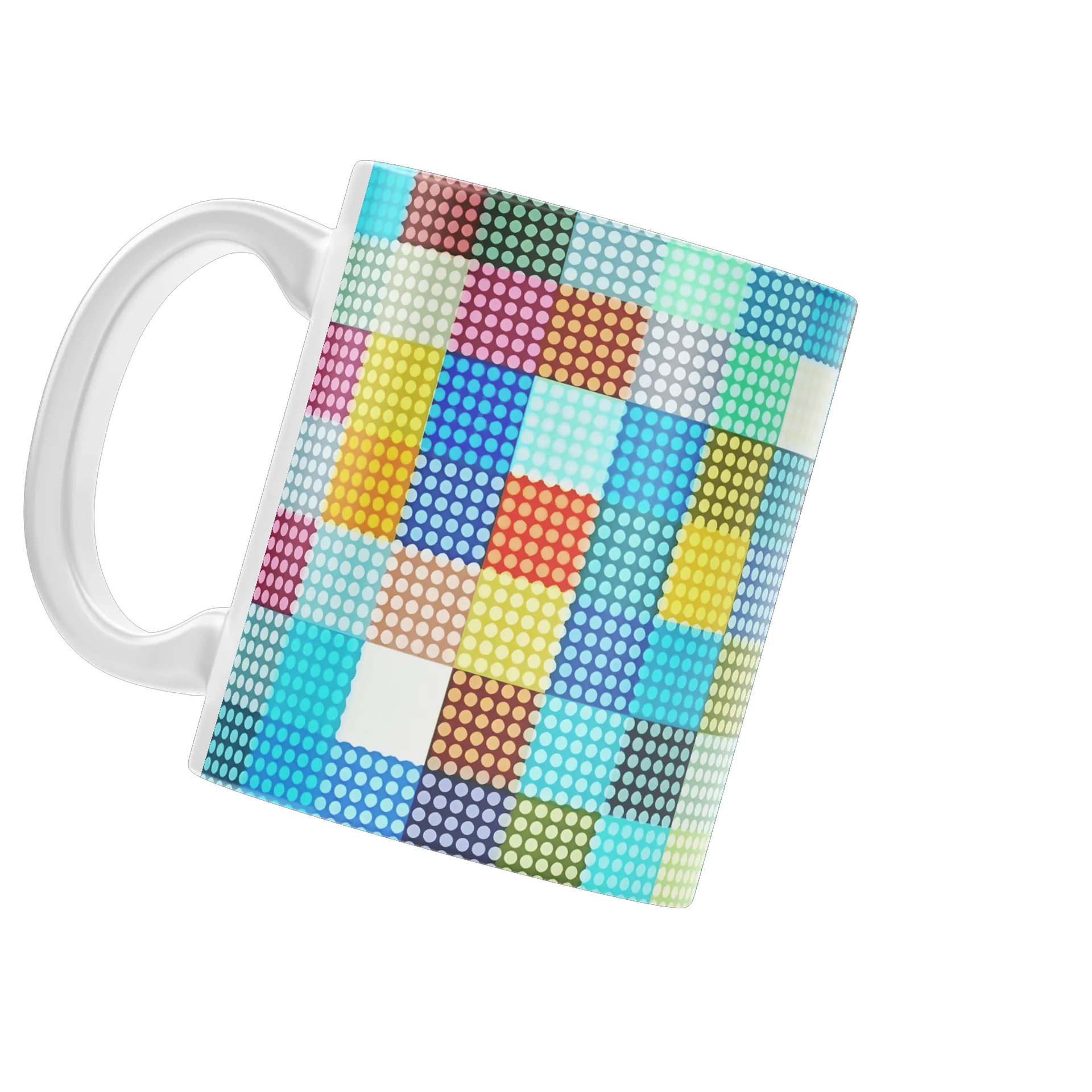Caneca Porcelana Estampa Abstrata Pontos Coloridos 325ml - Imagem 3