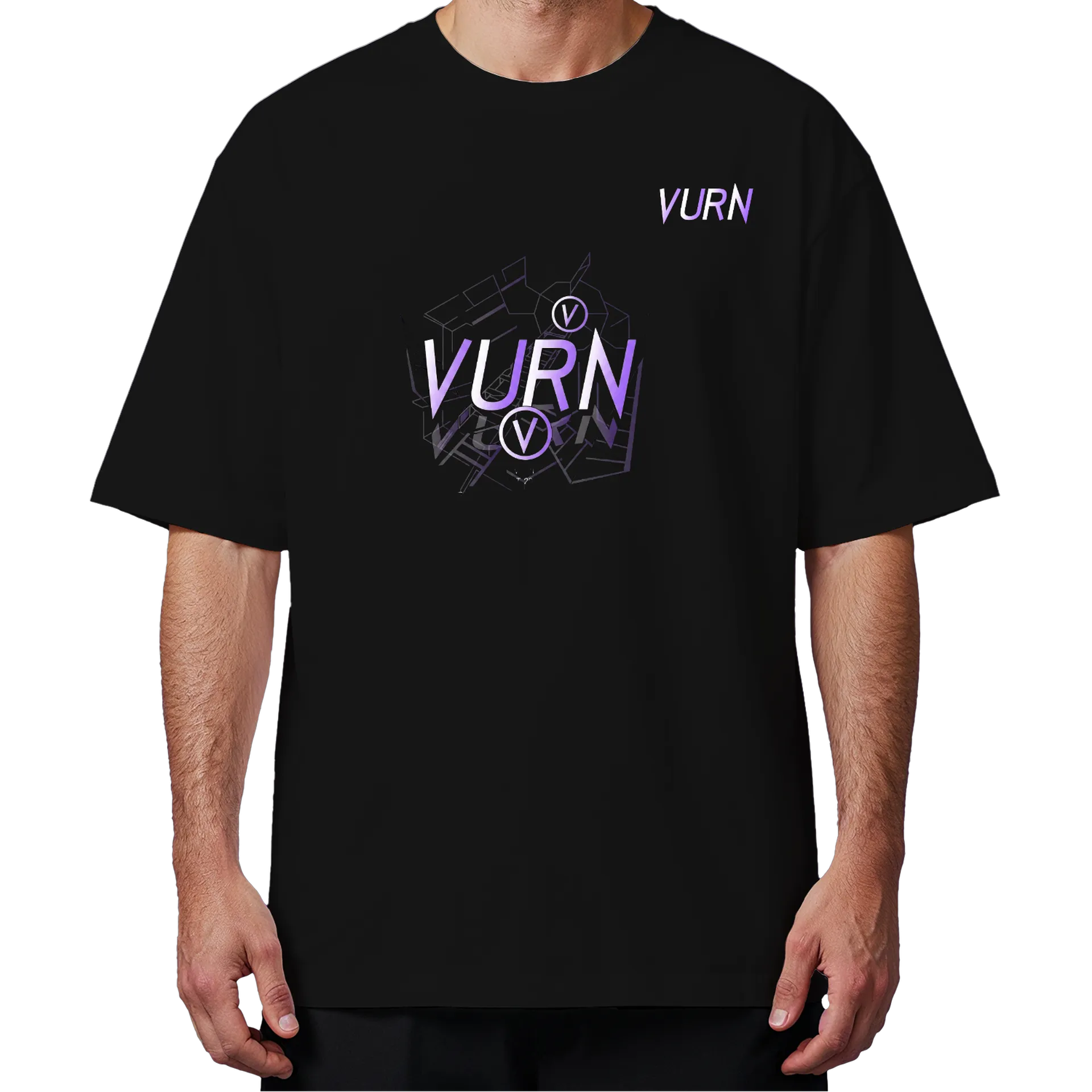 Camiseta Oversized Estampa VURN Preto 100% Algodão - Imagem 4