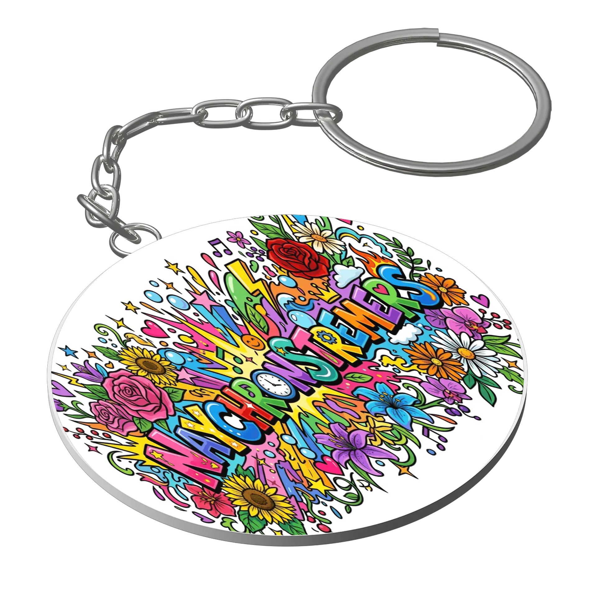 Chaveiro MDF Estampa Tipográfica Naychronstreamers Floral - Imagem 1
