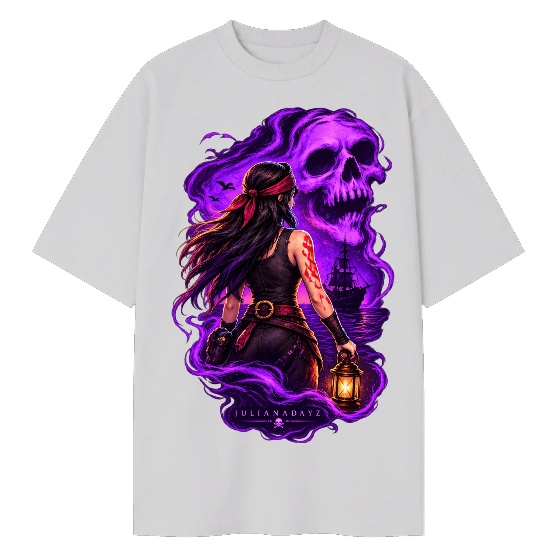 Camiseta Oversized Caveira Espectral Mulher - Imagem 1