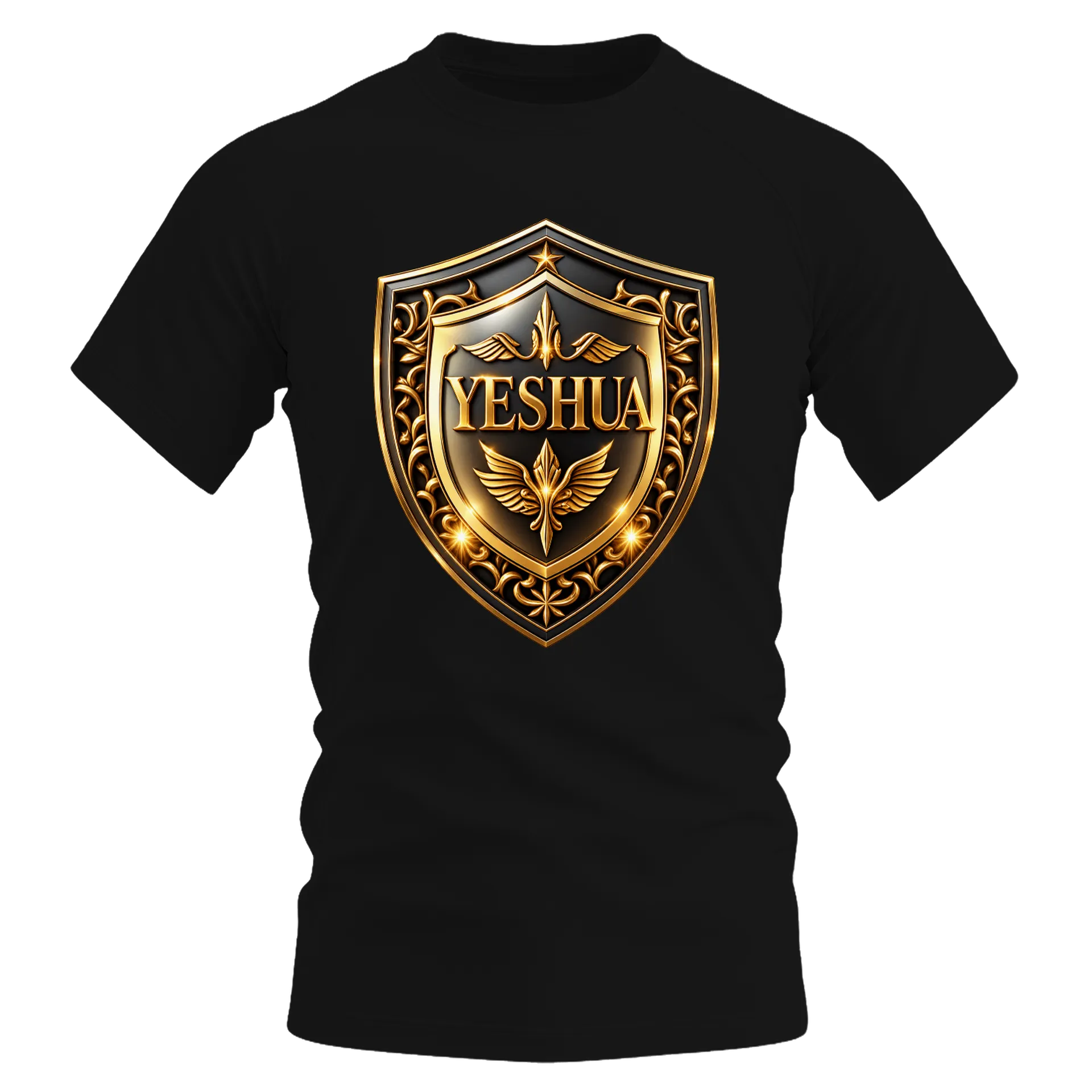 Camiseta Dry Fit Escudo Yeshua Dourado e Preto Unissex - Imagem 1