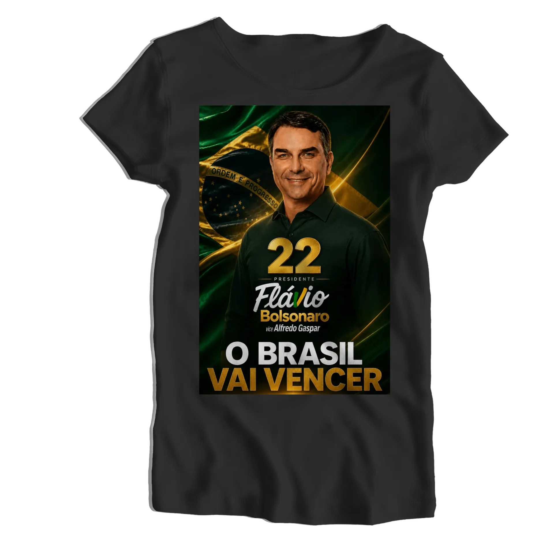 Camiseta Babylook Flávio Bolsonaro Bandeira Brasil 100% - Imagem 1