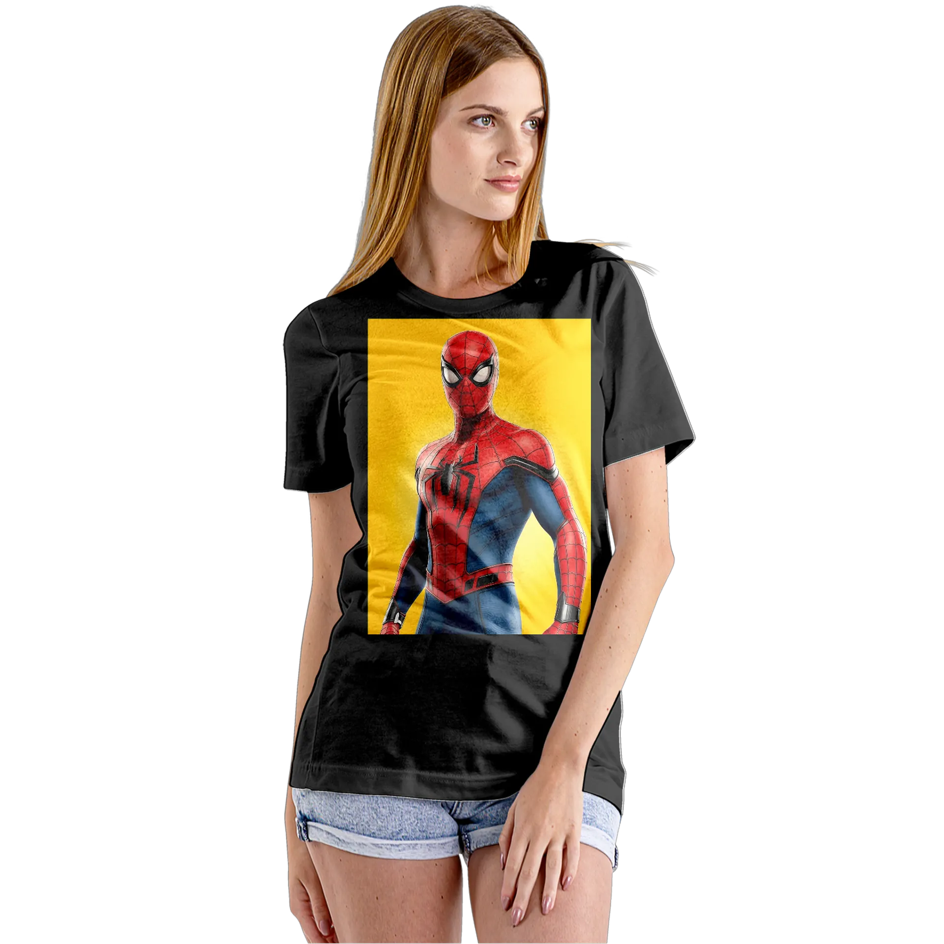 Camiseta Babylook Homem-Aranha Ilustração Vermelha e Azul - Imagem 5