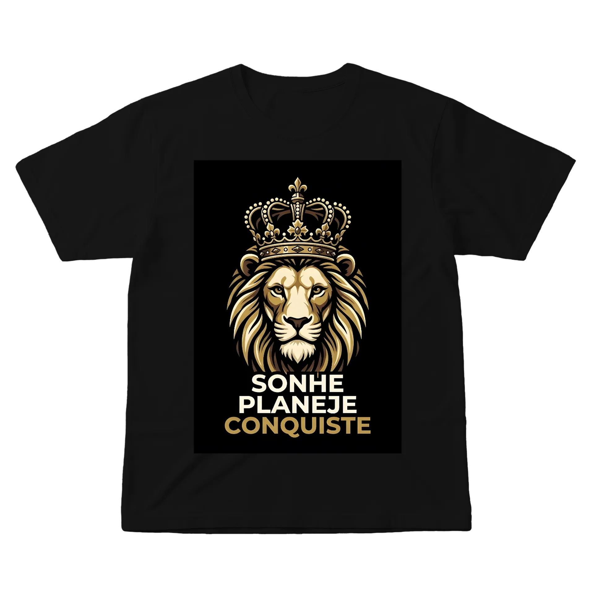 Camiseta Leão com Coroa e Frase Sonhe Planeje Conquiste de Coutinho Store — imagem 1 de 6