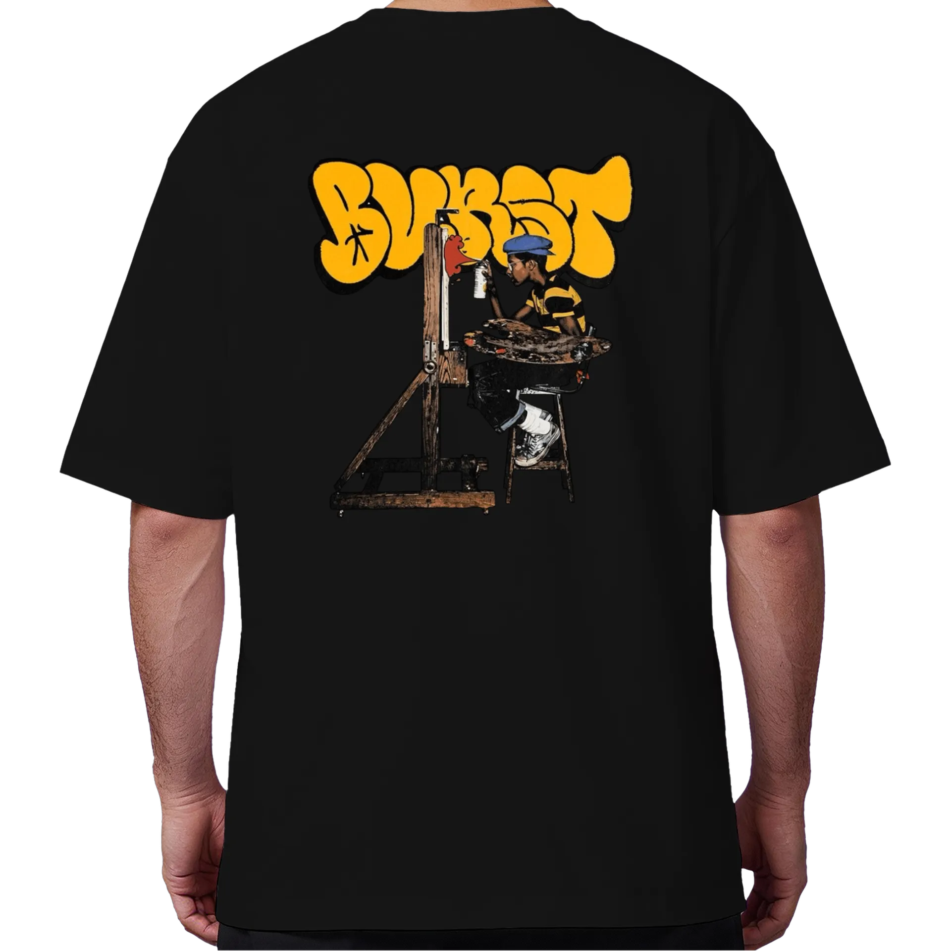 Camiseta Oversized Artista Graffiti Amarelo 100% Algodão - Imagem 6