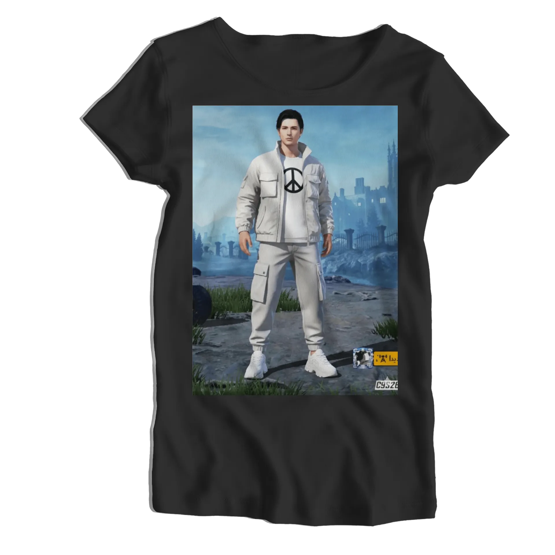Camiseta Babylook Símbolo da Paz Preto 100% Algodão - Imagem 1