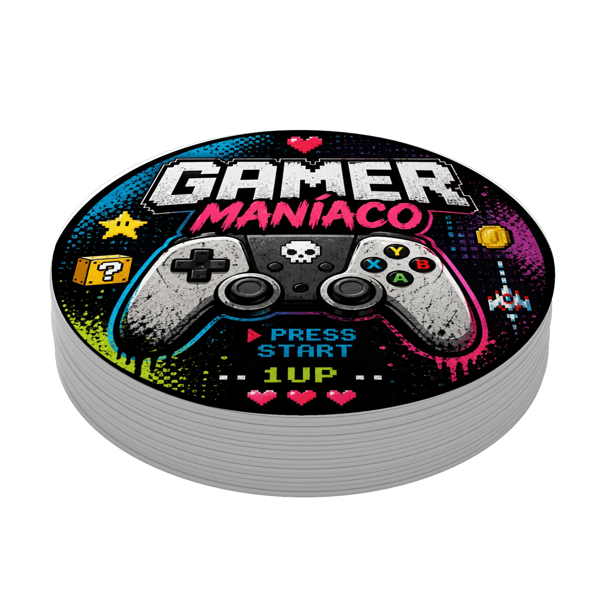 Porta-copo GAMER MANÍACO Controle Estilo Pixel MDF de PRISMA GAMER — imagem 3 de 3