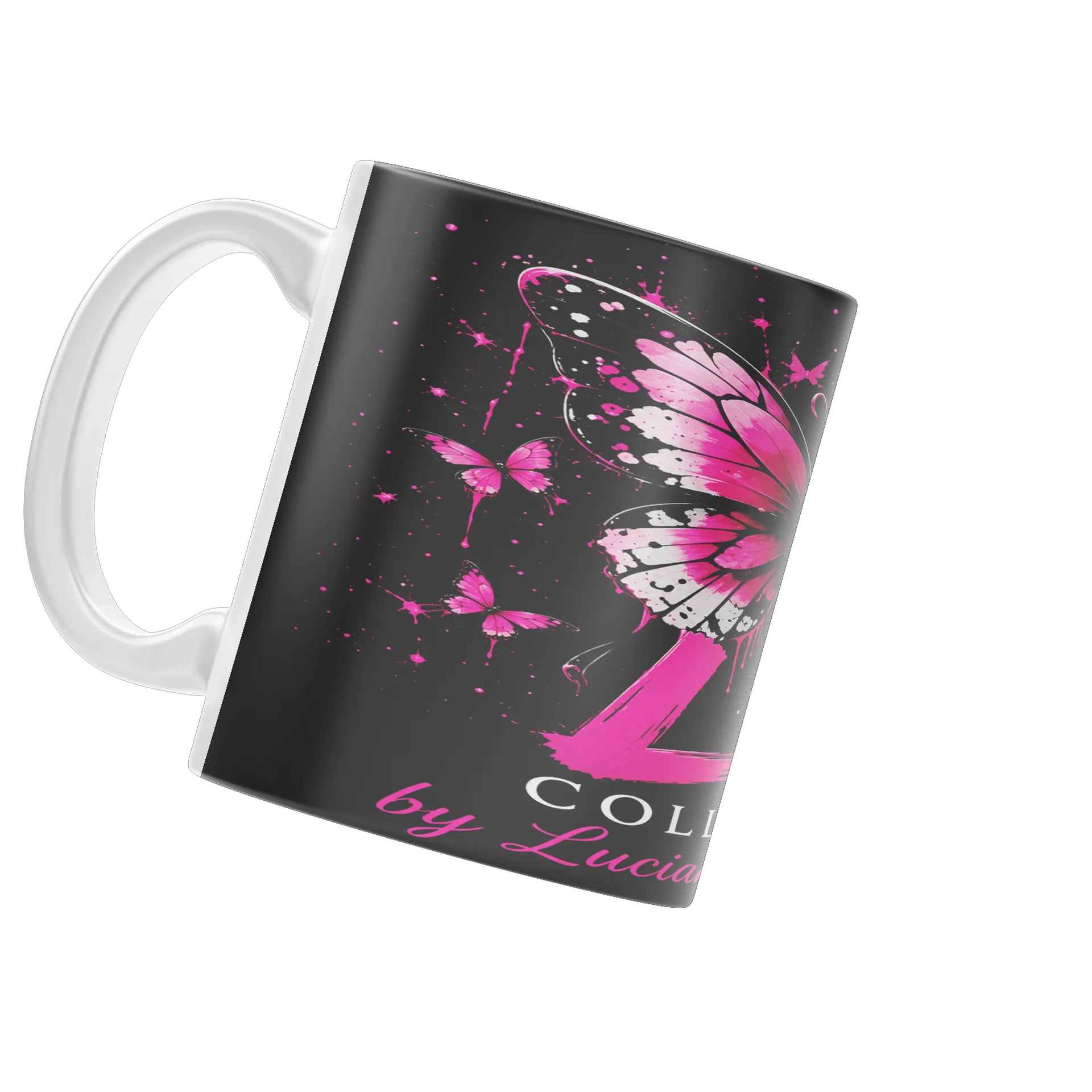 Caneca Porcelana Borboleta Rosa 325ml - Imagem 4