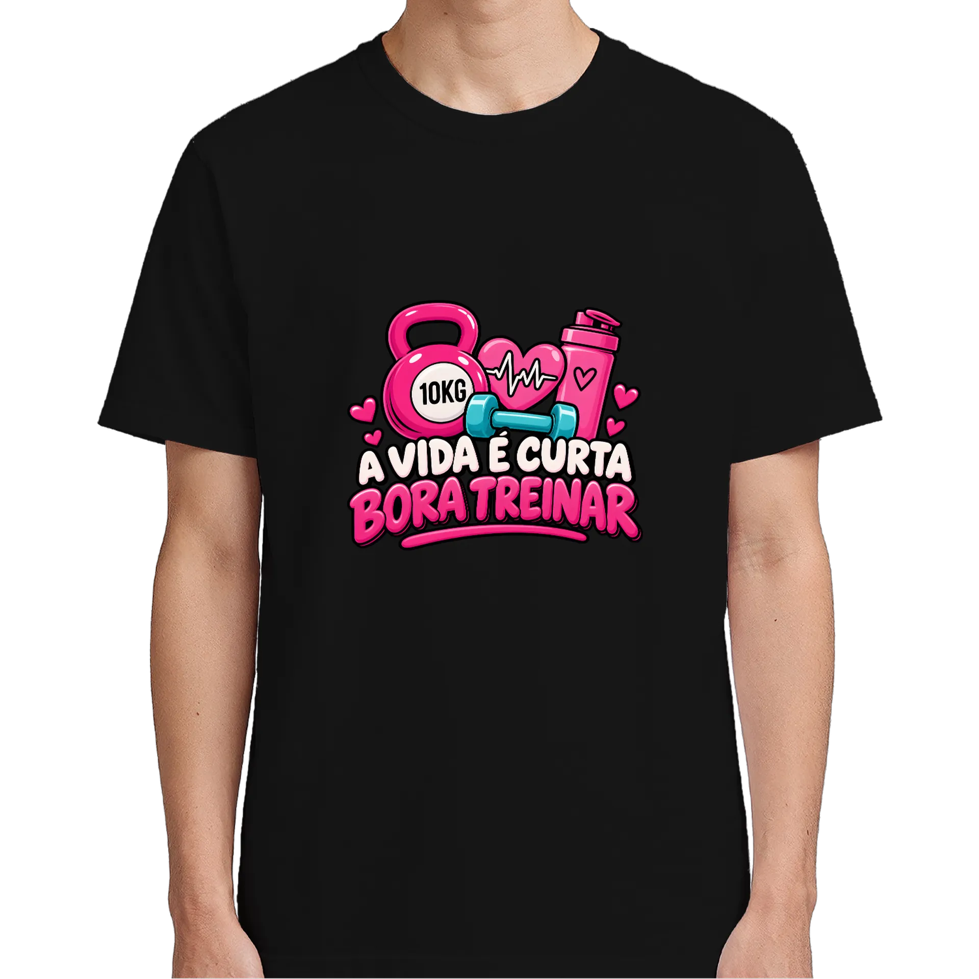 Camiseta Estampa Academia 'A Vida É Curta Bora Treinar' de Ana — imagem 4 de 6