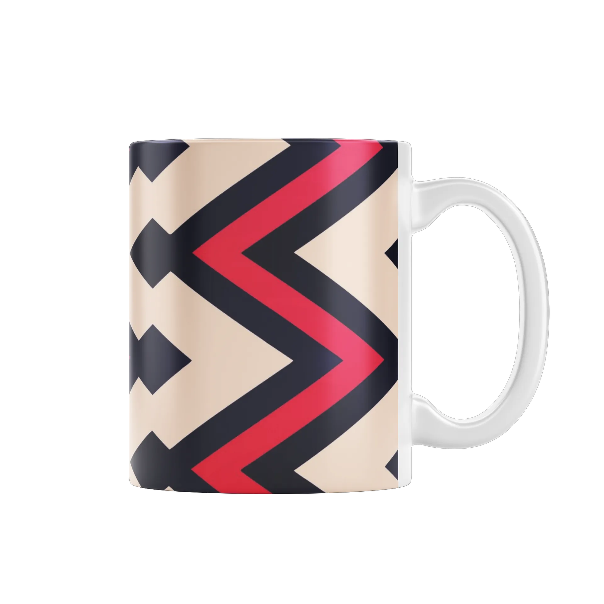 Caneca Porcelana Geometria Azul Vermelho 325ml - Imagem 1