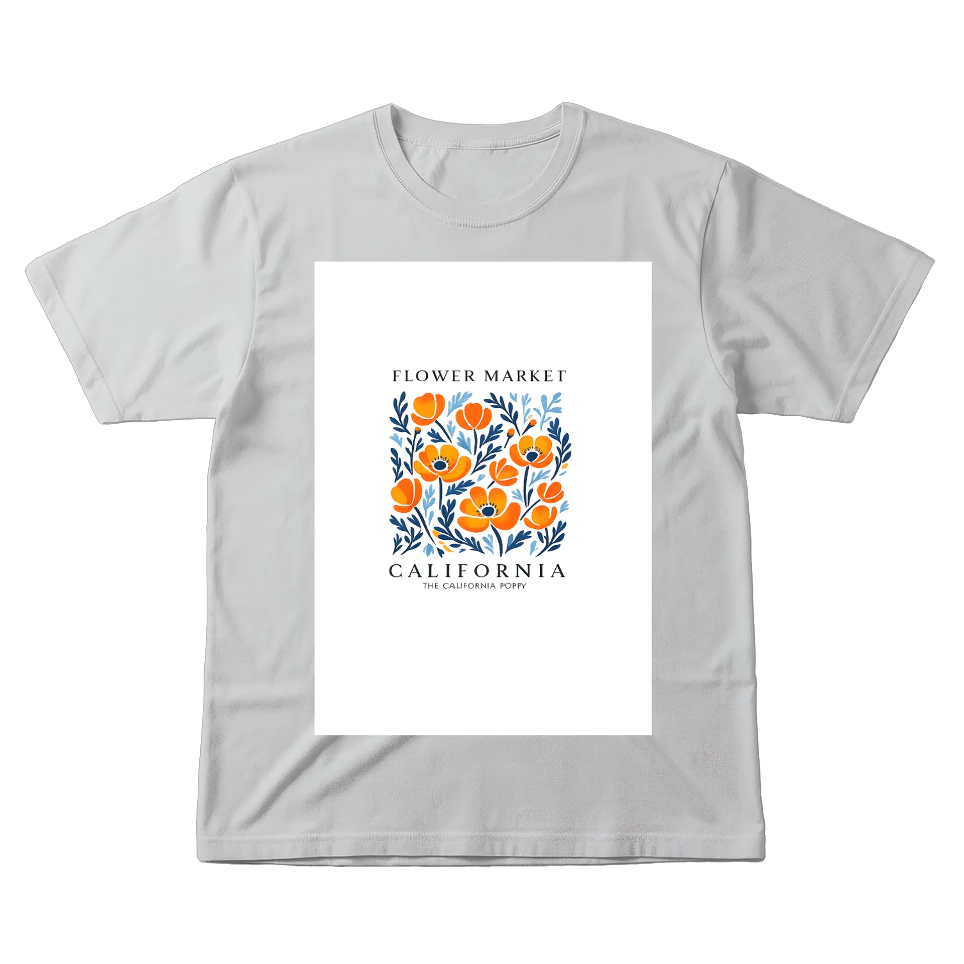 Camiseta Estampa Floral Papoula Califórnia 100% Algodão - Imagem 1