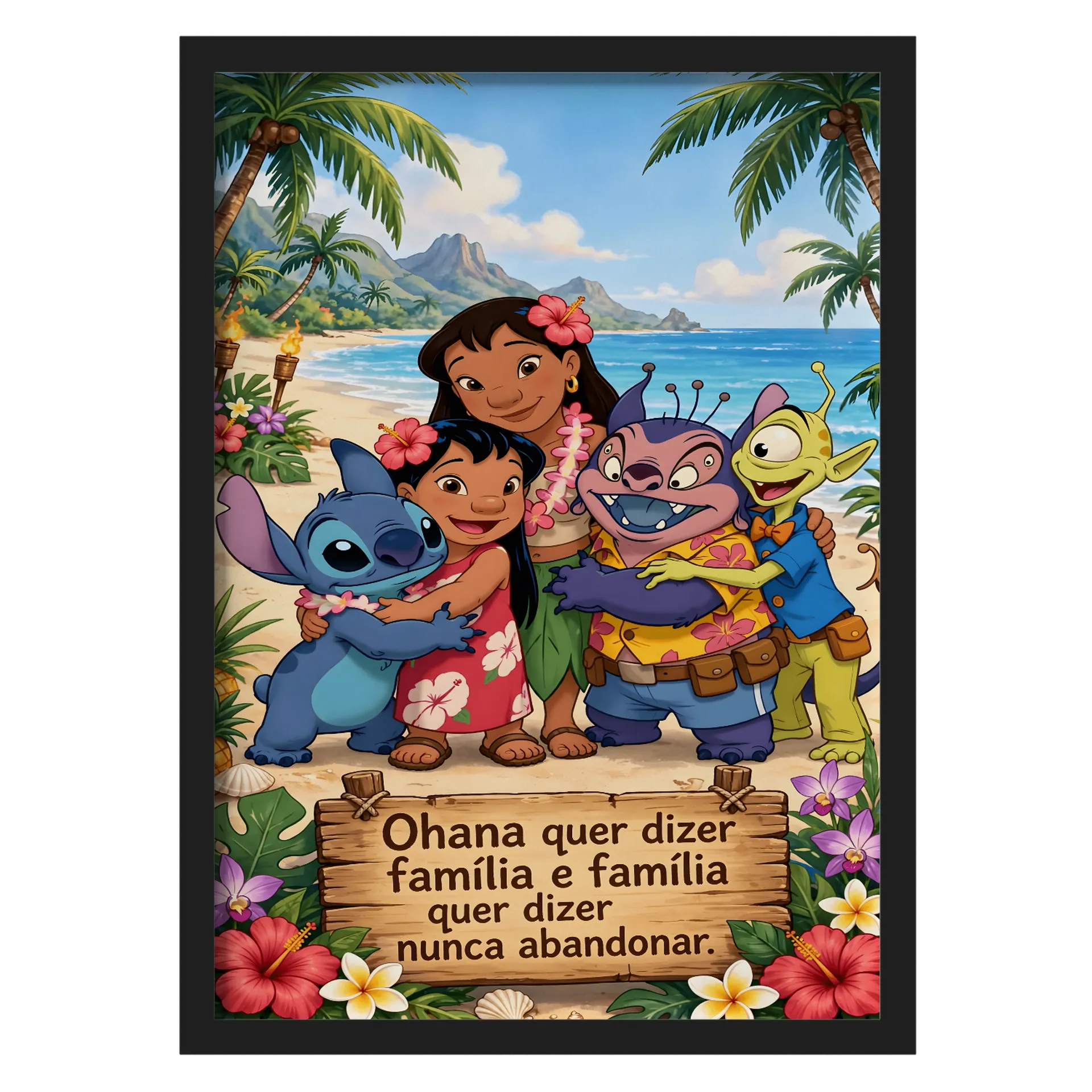 Quadro A3 Stitch personalizado Com Vidro - Imagem 1