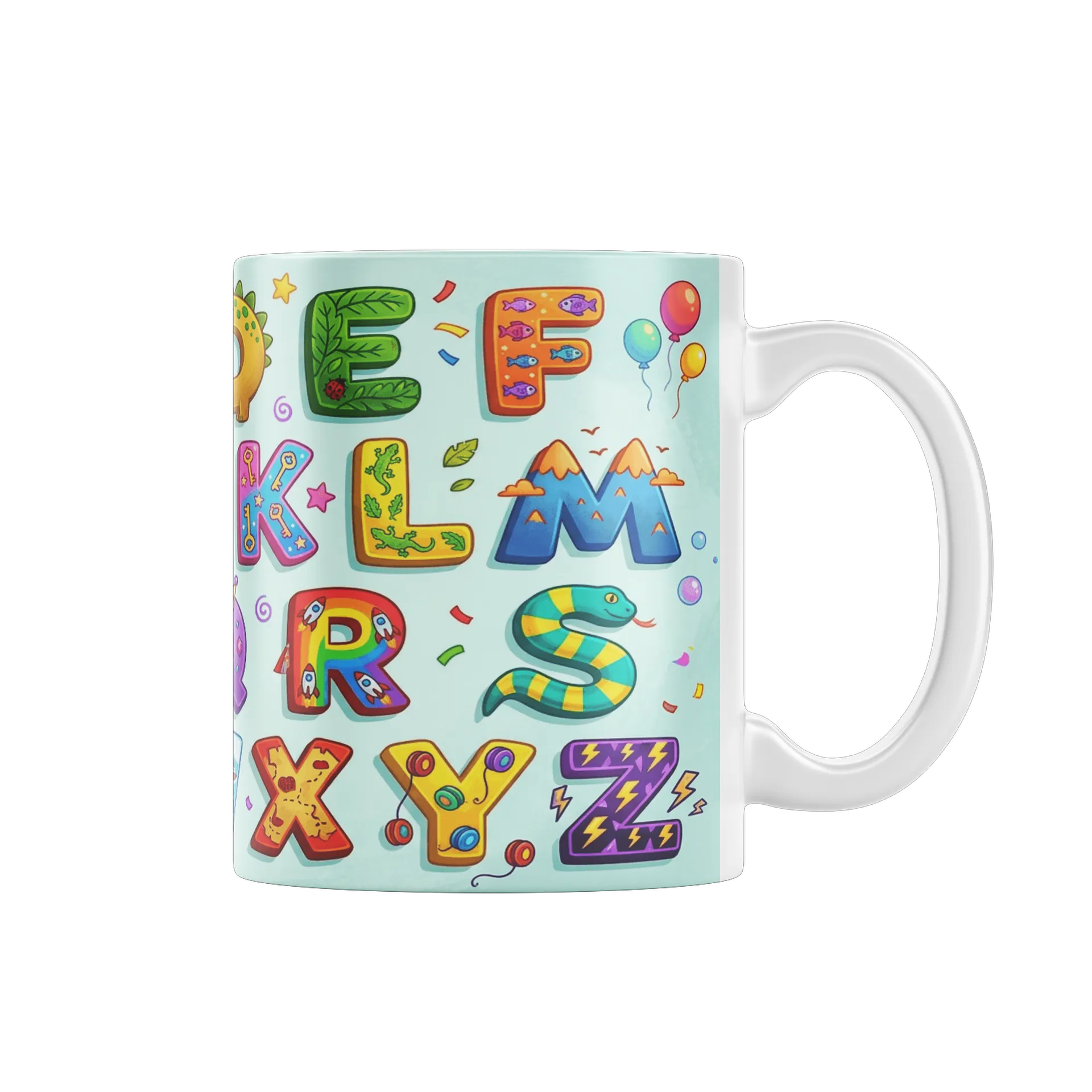 Caneca Alfabeto Infantil Ilustrado Colorido 325ml - Imagem 2
