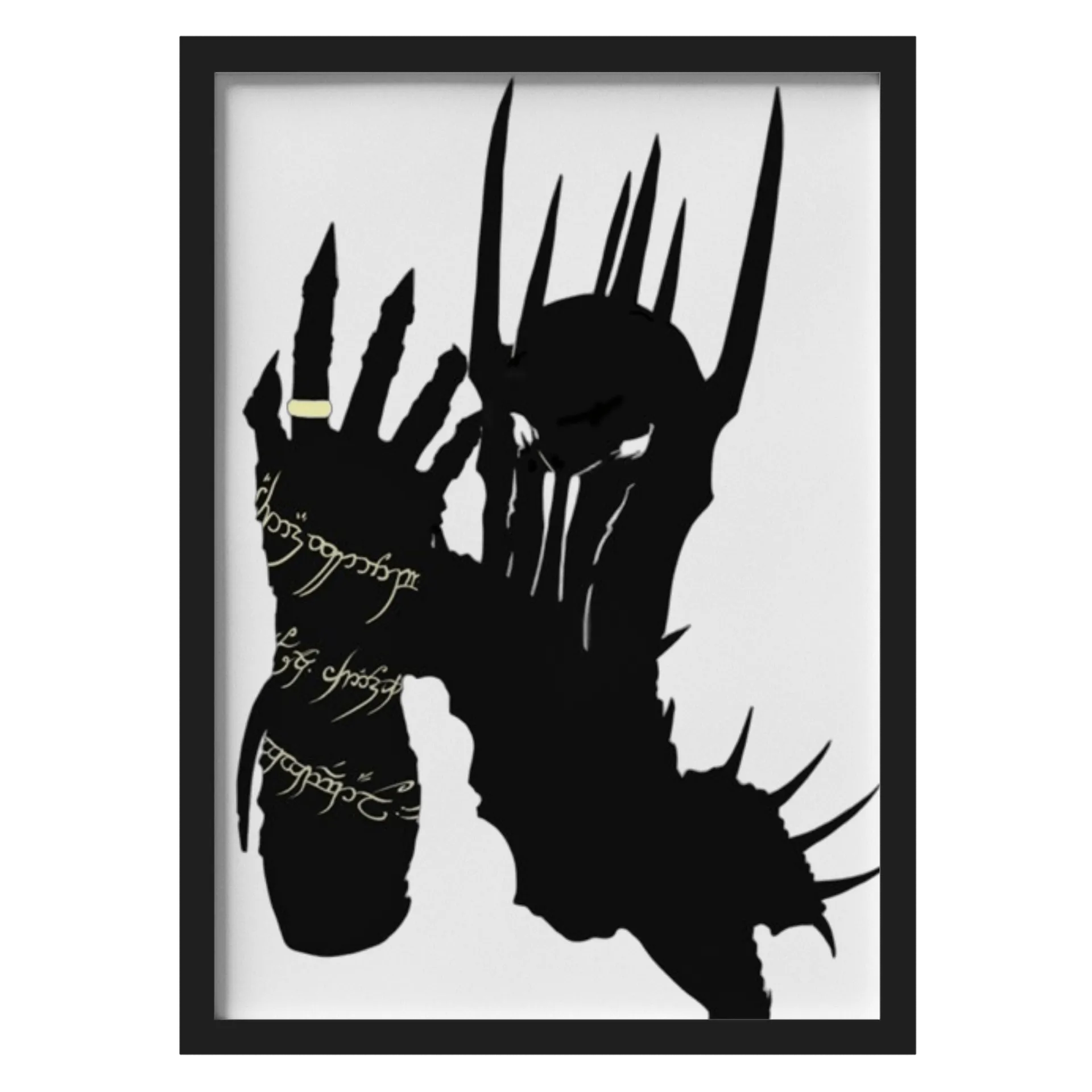Quadro Sauron Mão Negra MDF e Vidro A3 - Imagem 1