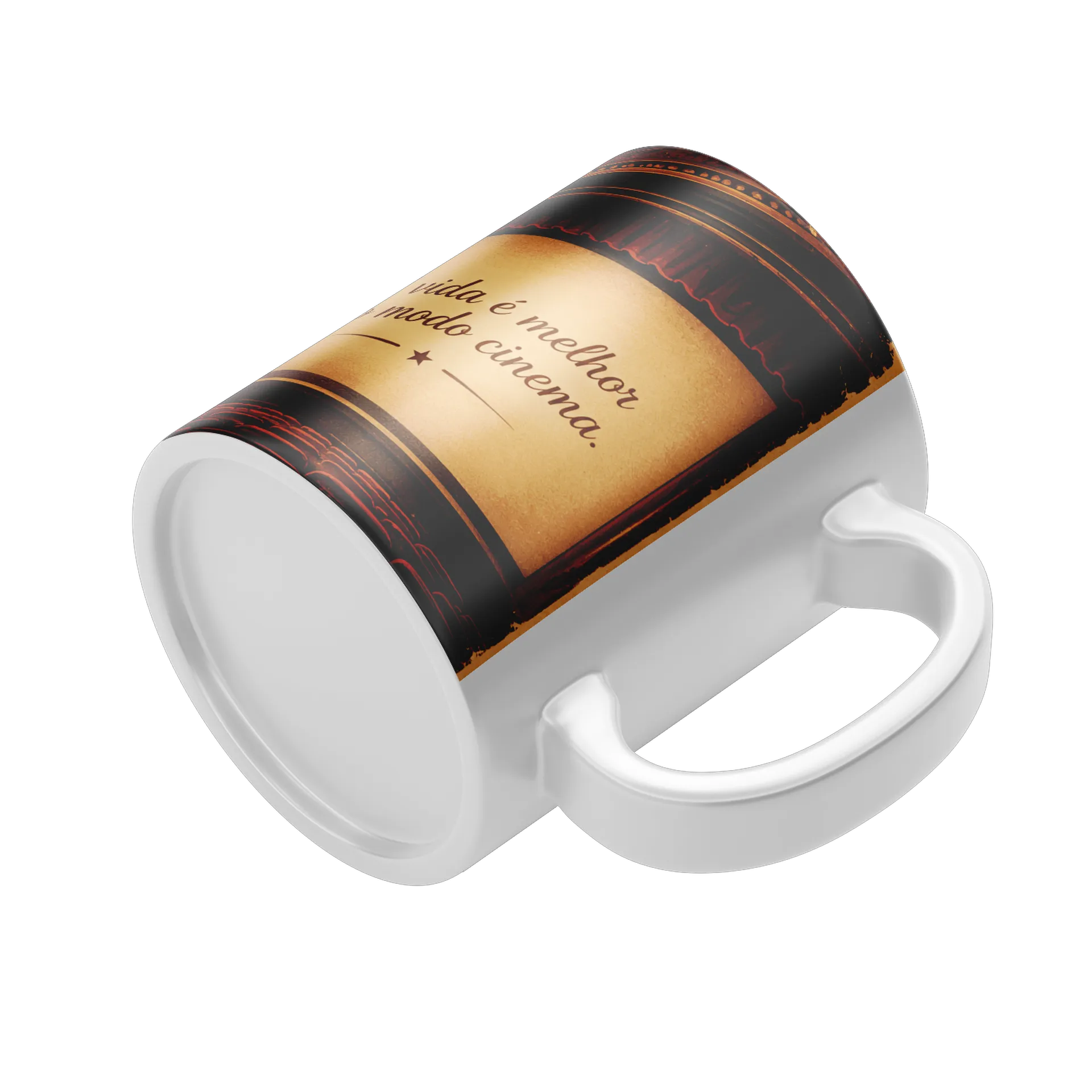 Caneca Cinema Vintage com Frase A Vida É Melhor 325ml - Imagem 4