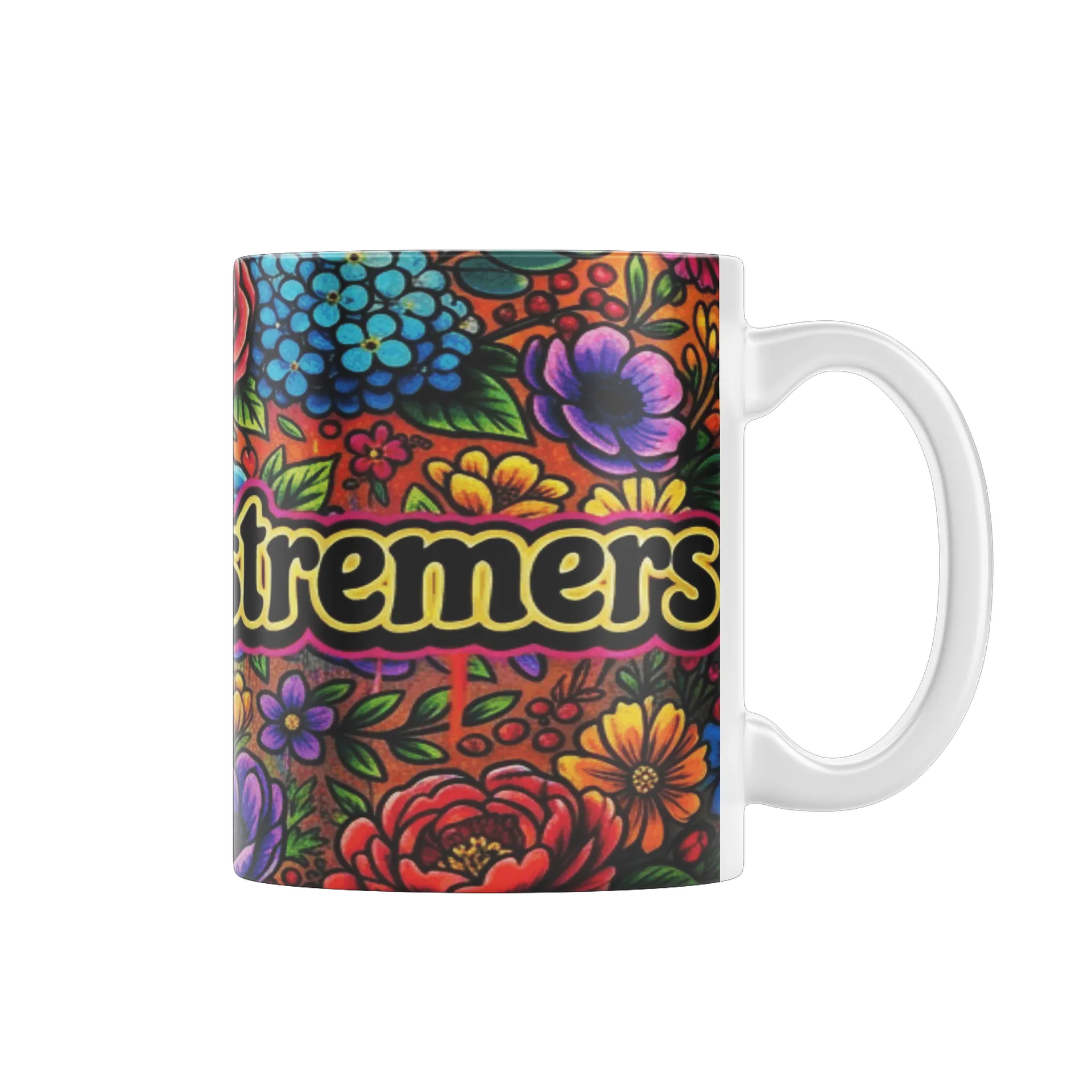 Caneca Estampa Floral Colorida Naychronstreamers 325ml - Imagem 1