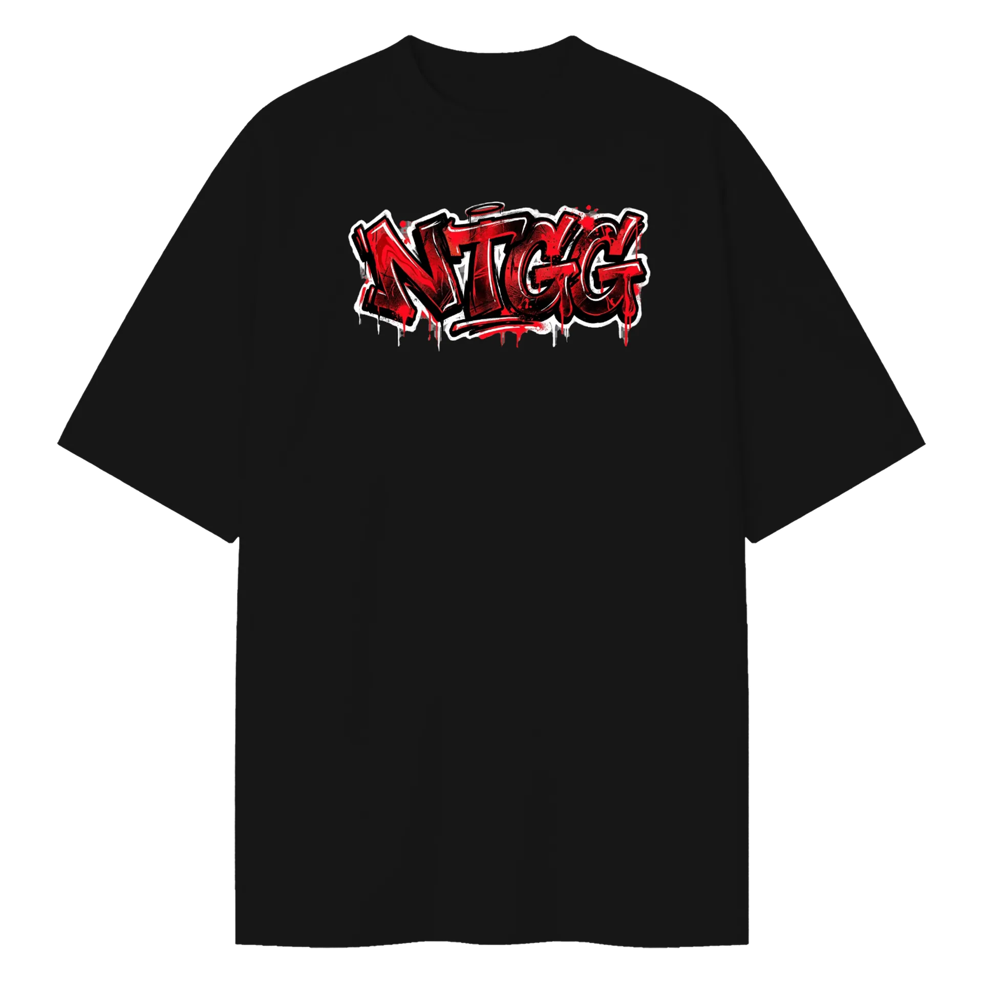 Camiseta Oversized Arte Graffiti Vermelho Preto 100% Algodão de New Team GG — imagem 1 de 6