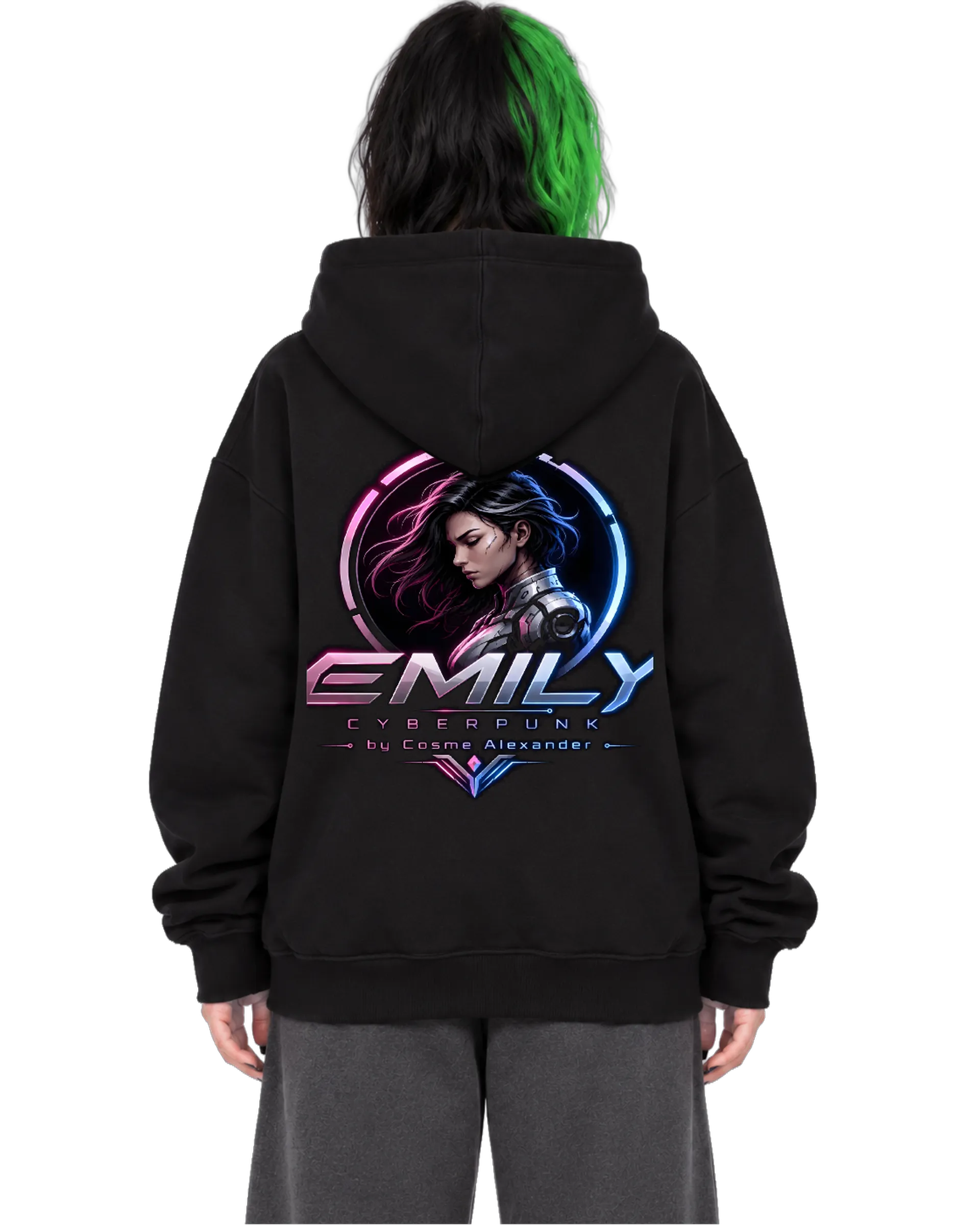 Blusa Moletom Canguru Emily Cyberpunk Estilo Anime Neon - Imagem 2