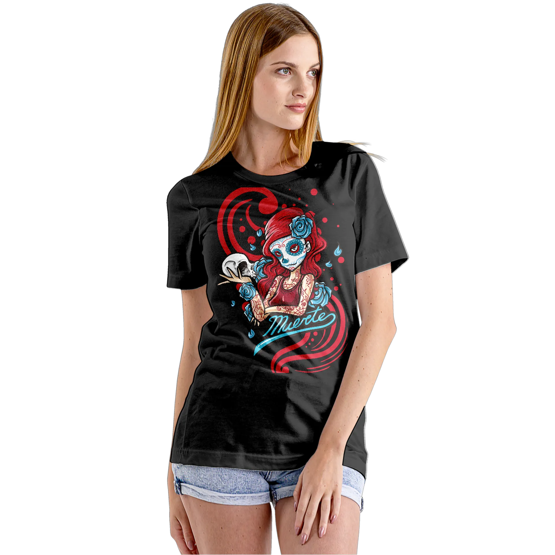 Camiseta Babylook Estampa Morte com Rosa 100% Algodão - Imagem 5
