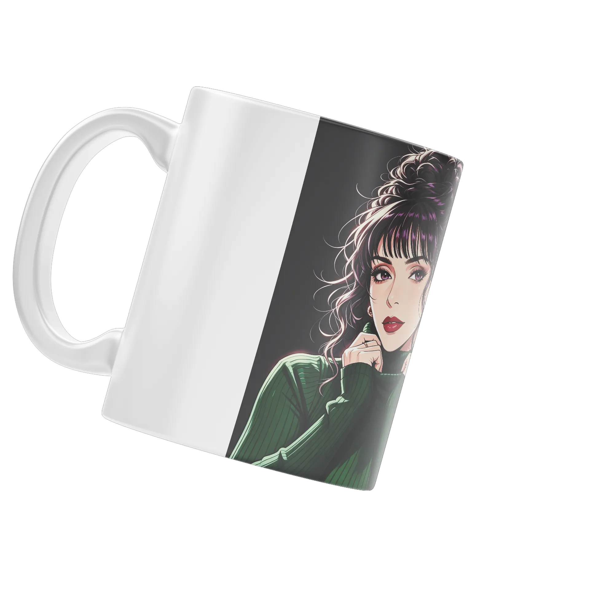 Caneca Porcelana Estampa Retrô Ilustracion Mujer 325ml - Imagem 4