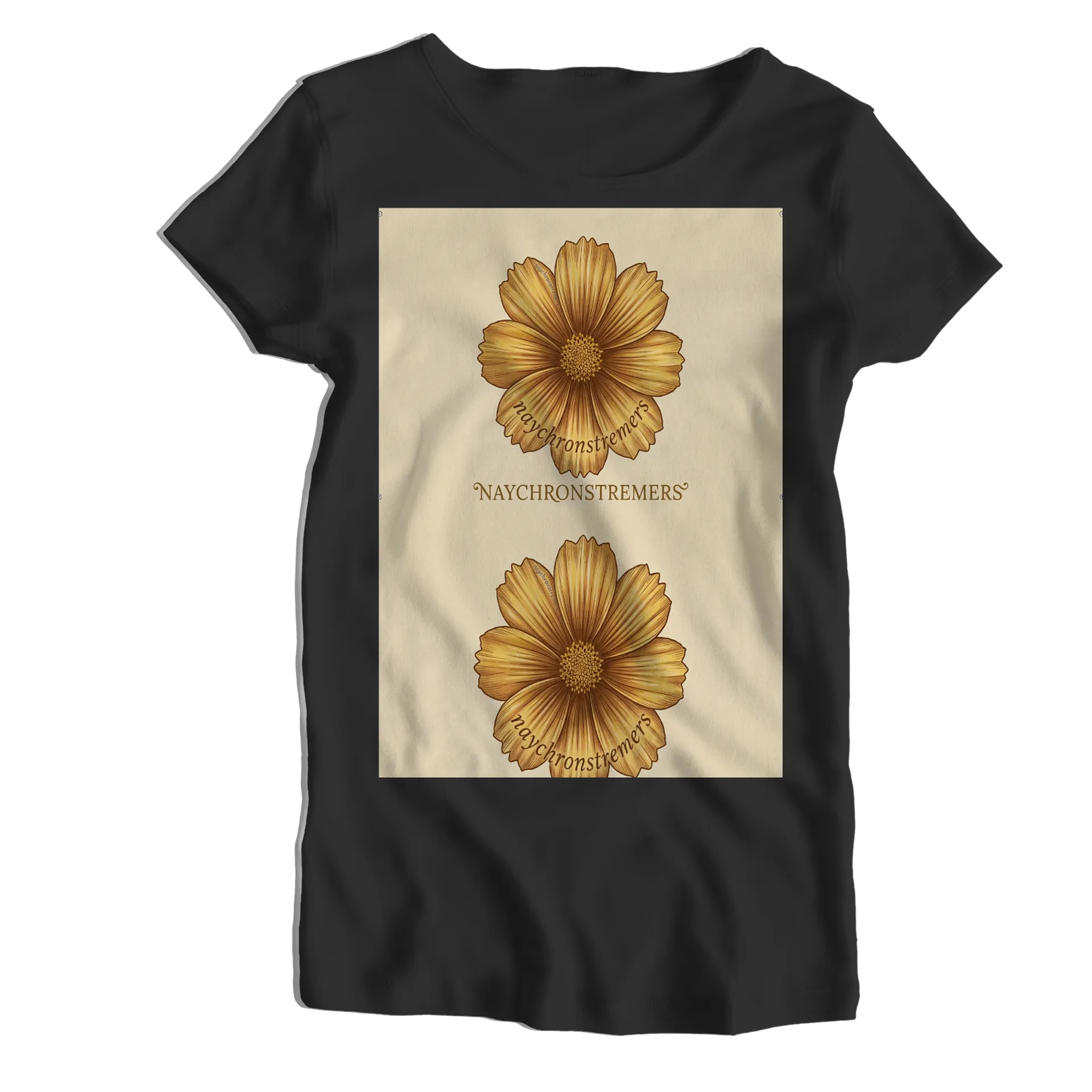 Camiseta Babylook Flor Dourada Logo Naychronstreamers 100% - Imagem 1