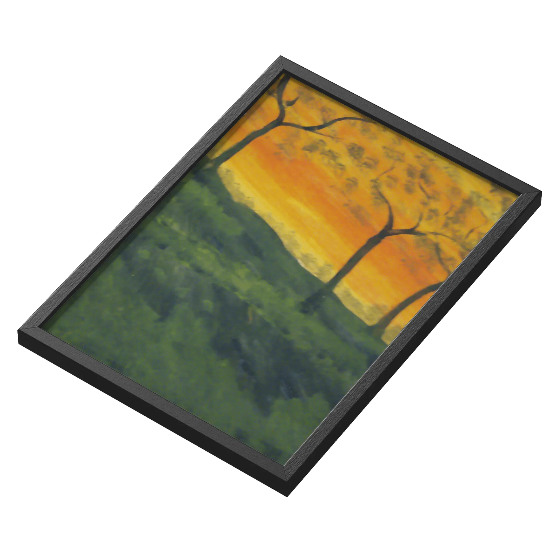 Quadro Paisagem de Árvores ao Pôr do Sol A3 com Vidro - Imagem 3