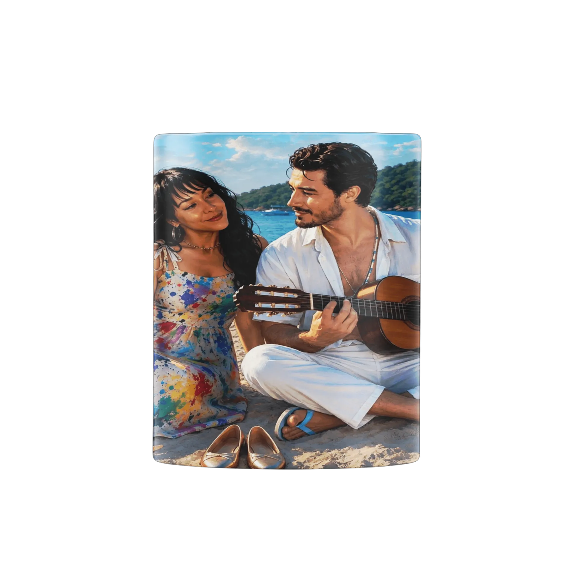 Caneca Porcelana Casal Violão Praia 325ml - Imagem 3