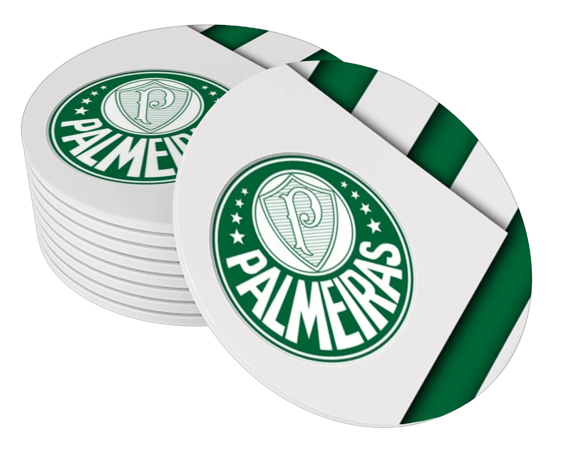 Porta-copo MDF Logotipo Palmeiras Verde e Branco - Imagem 1
