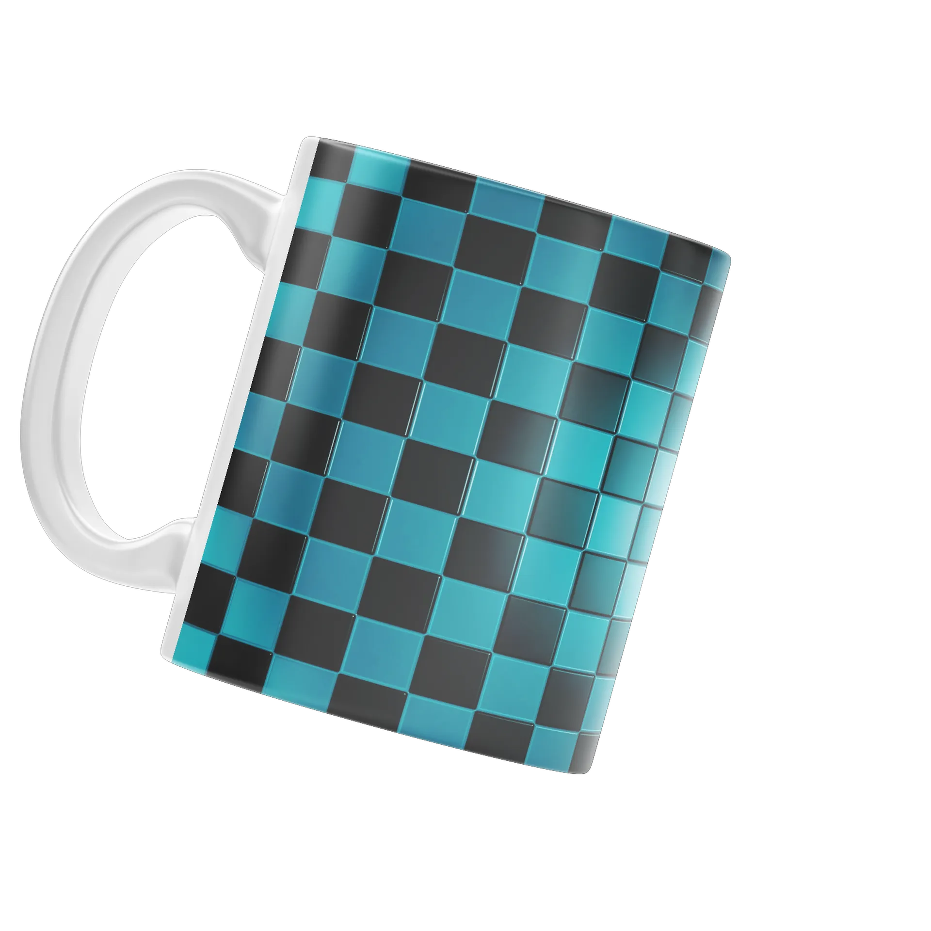Caneca Xadrez Azul Preto - Imagem 3