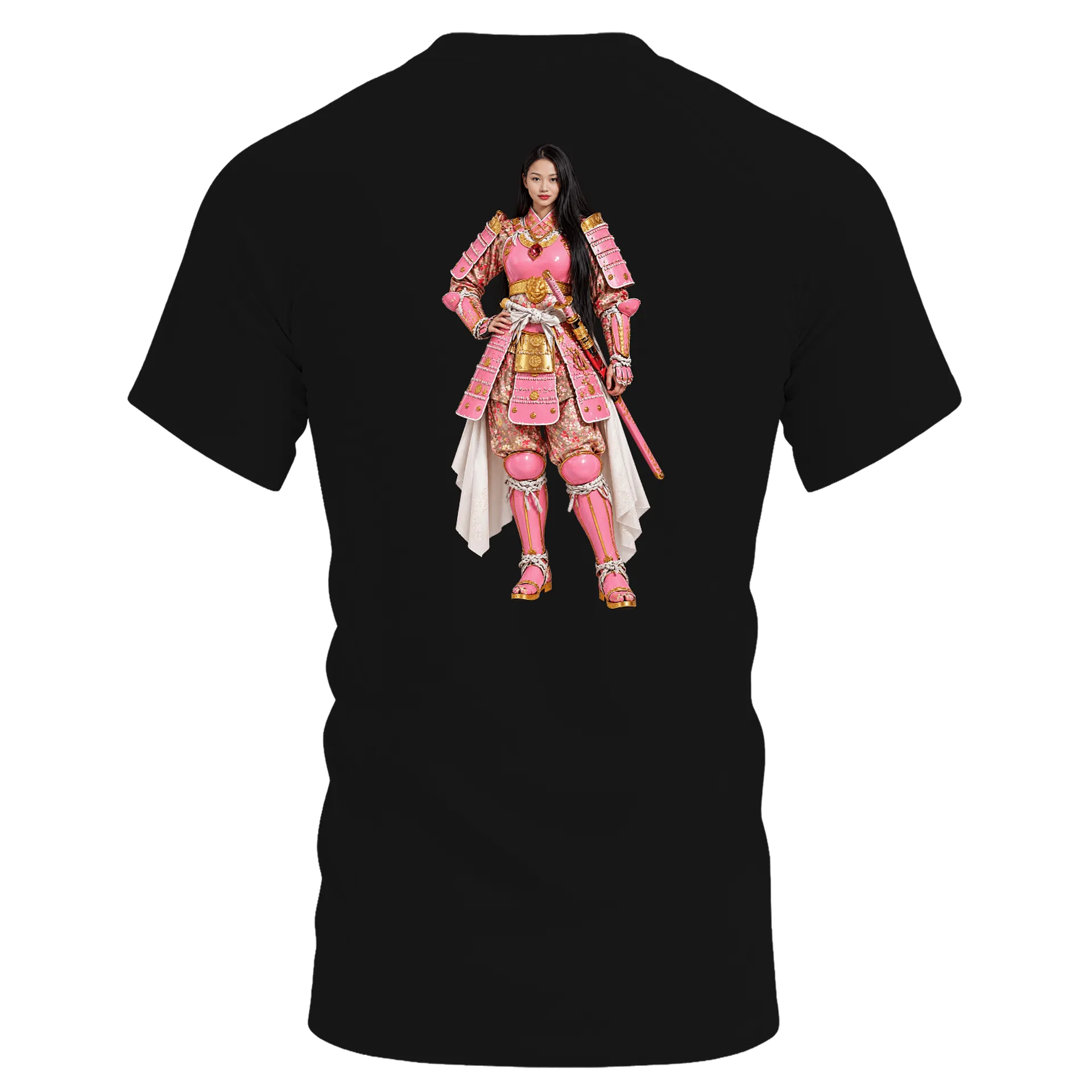 Camiseta Dry Fit Samurai com Armadura Rosa e Dourada 100% - Imagem 2
