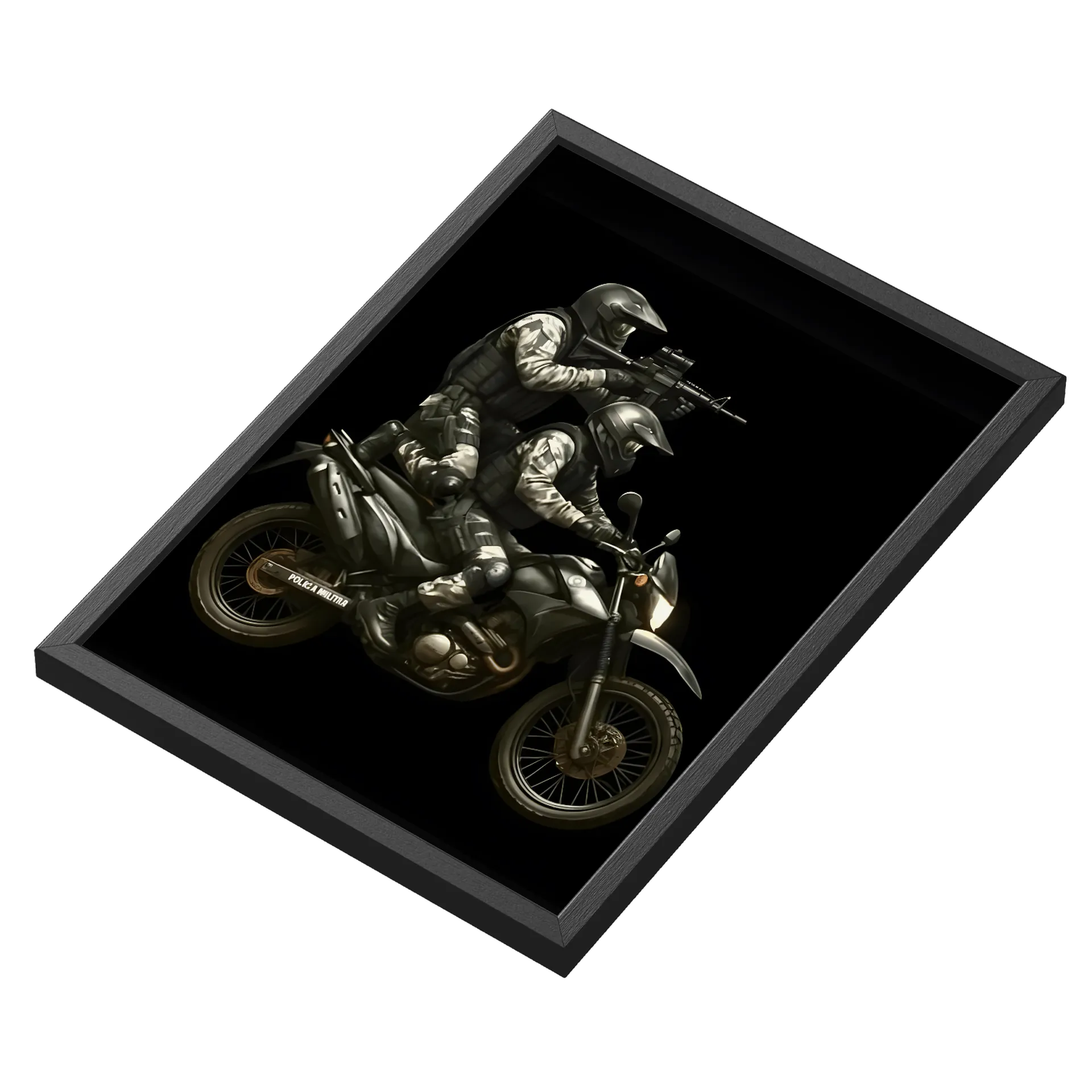 Quadro Policiais Militares em Moto Estilo Realista A3 - Imagem 3