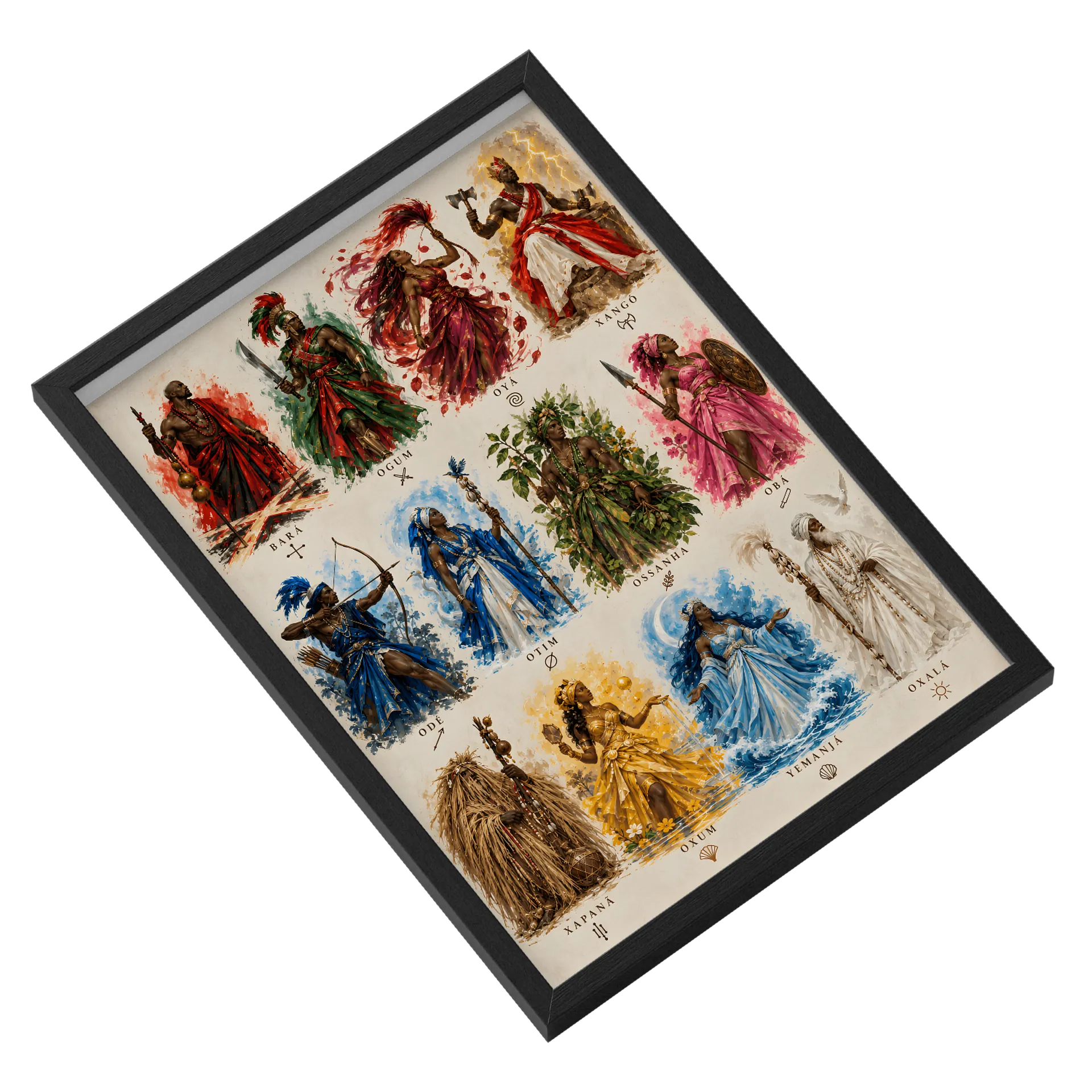 Quadro Orixás da Umbanda Arte Colorida A3 Com Vidro - Imagem 2