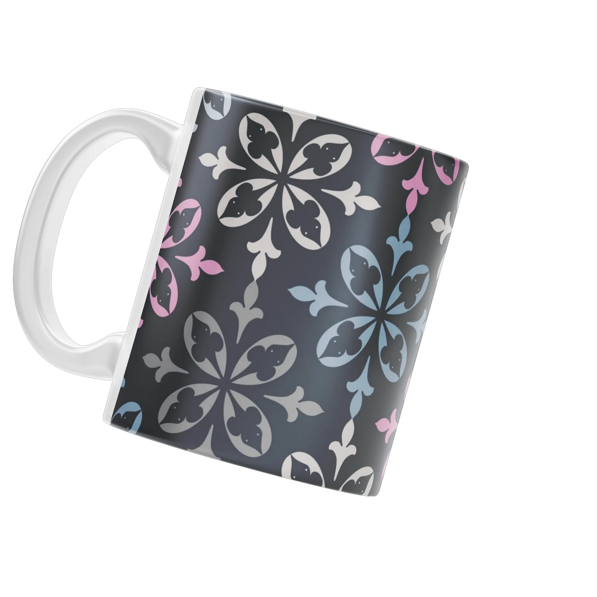 Caneca Estampa Floral Clássica Azul Rosa 325ml - Imagem 3
