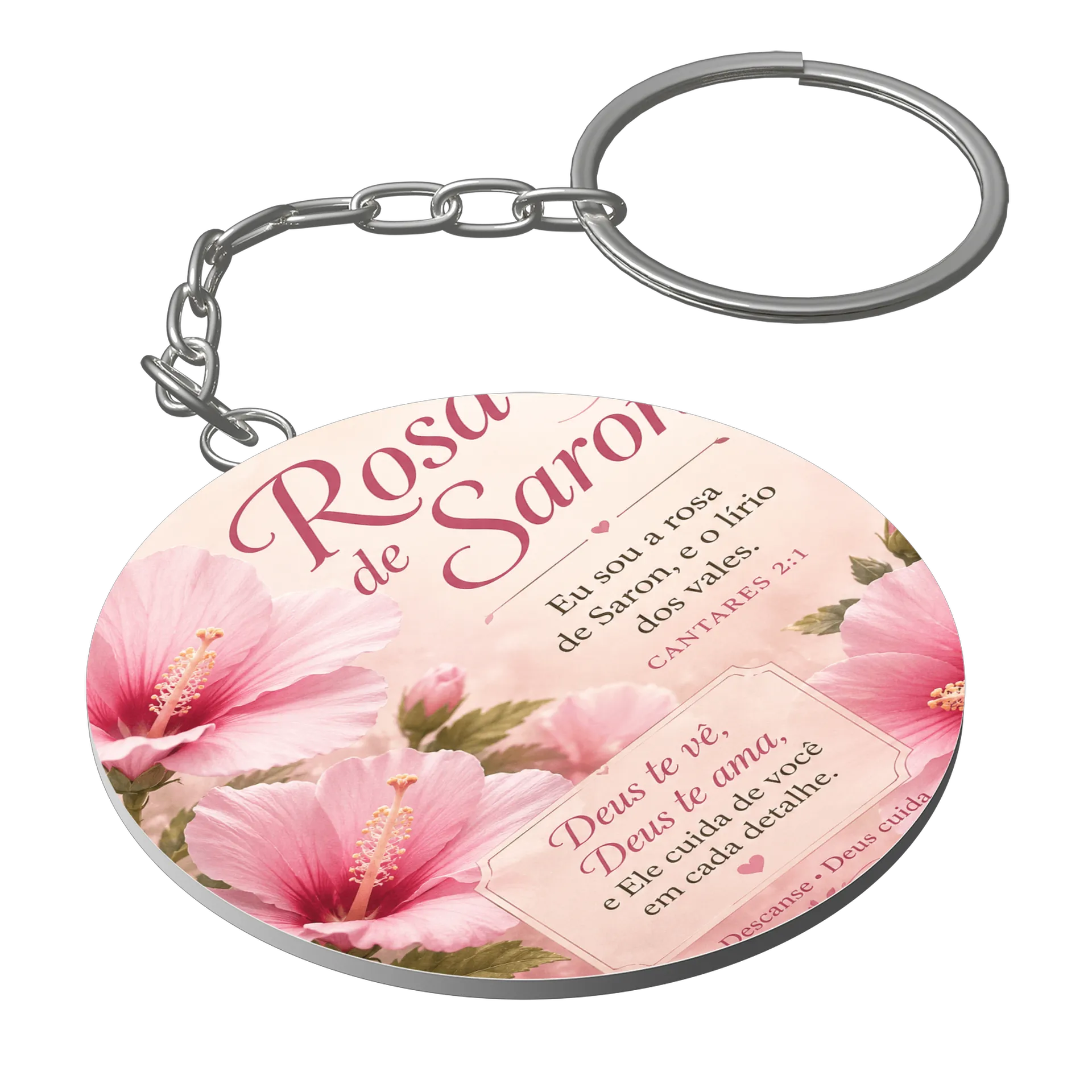 Chaveiro MDF Rosa de Saron Floral 5x5cm - Imagem 1