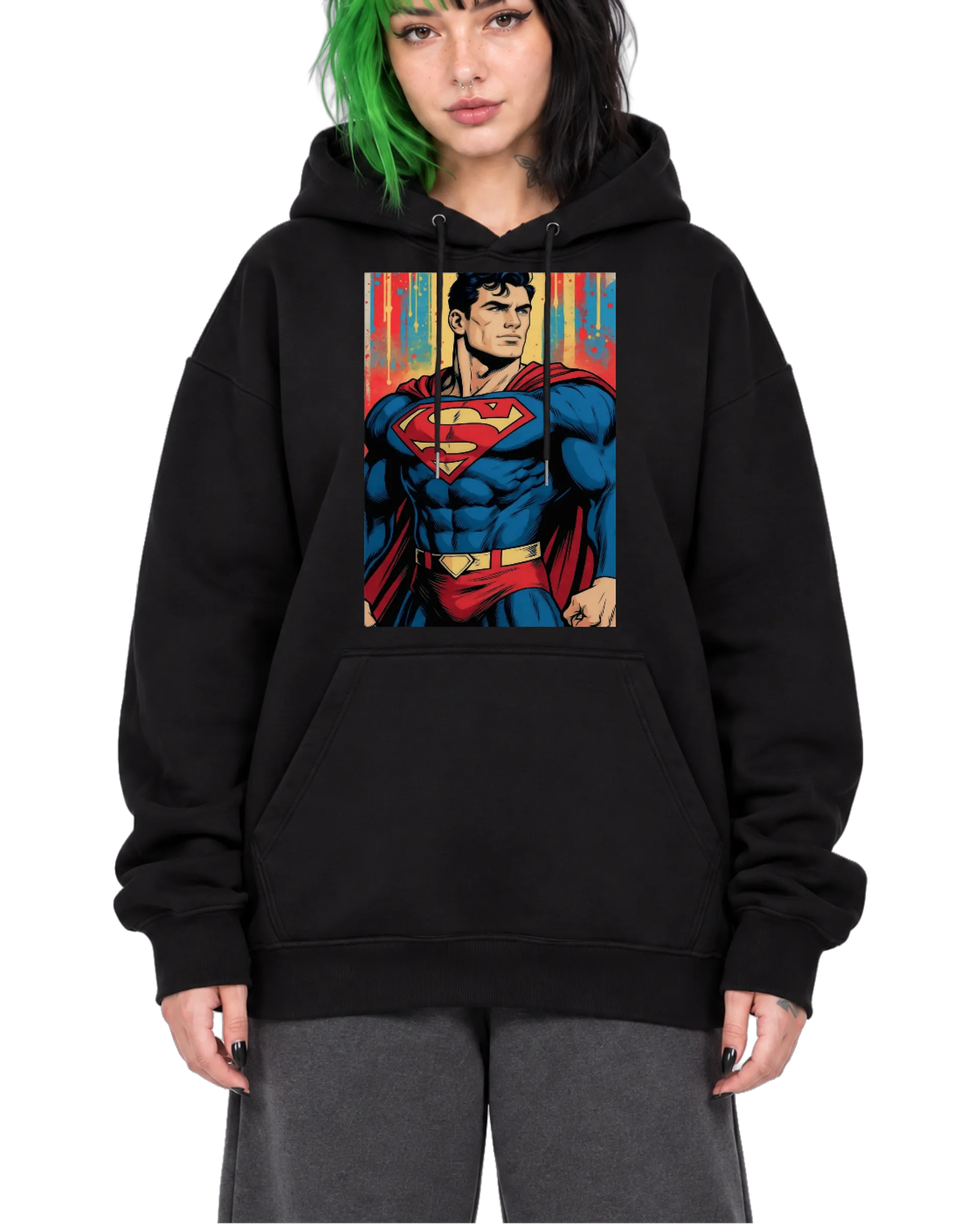 Blusa Moletom Canguru Herói de Capa em Estilo de Quadrinhos - Imagem 1