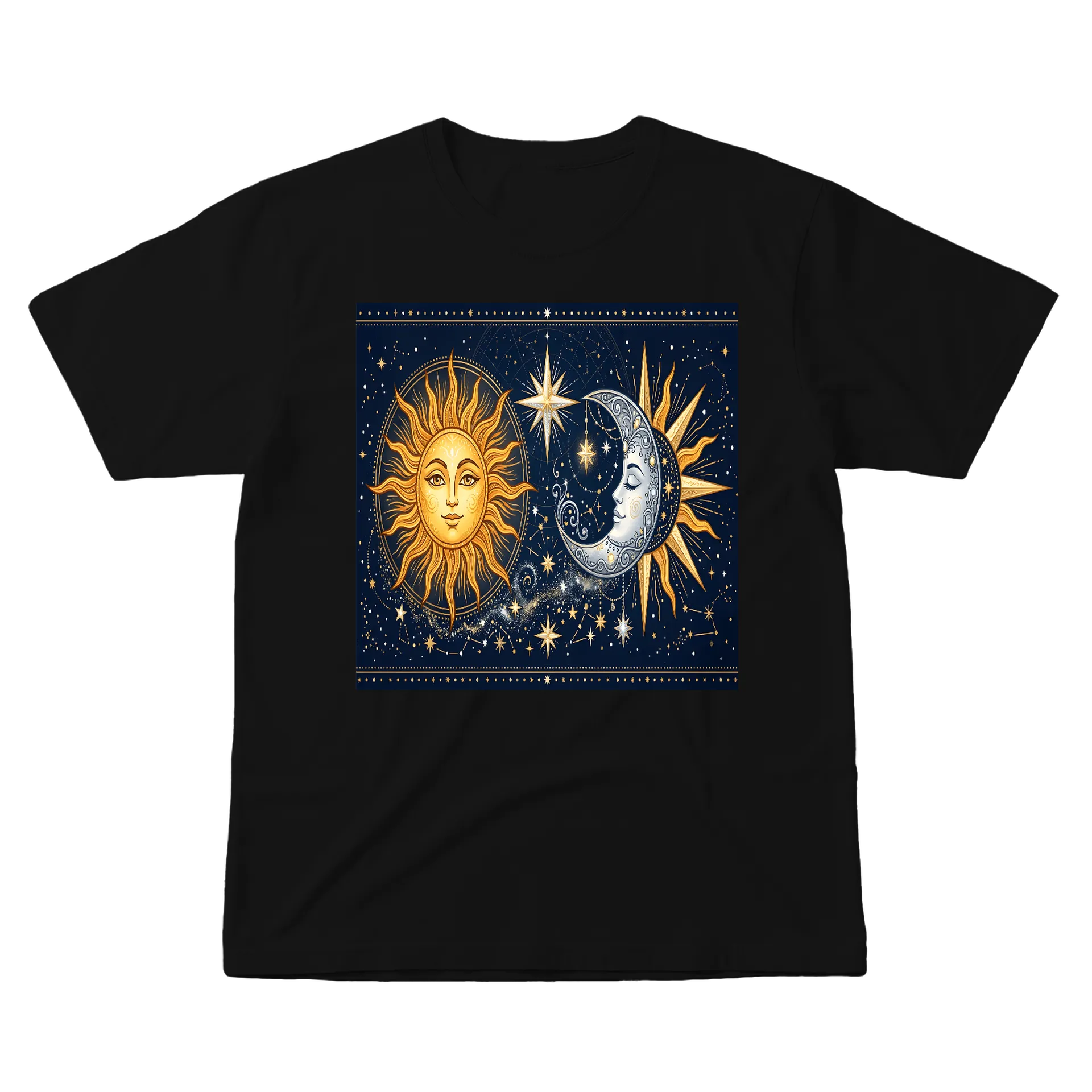Camiseta Sol e Lua Celestial Estrelas 100% Algodão - Imagem 1