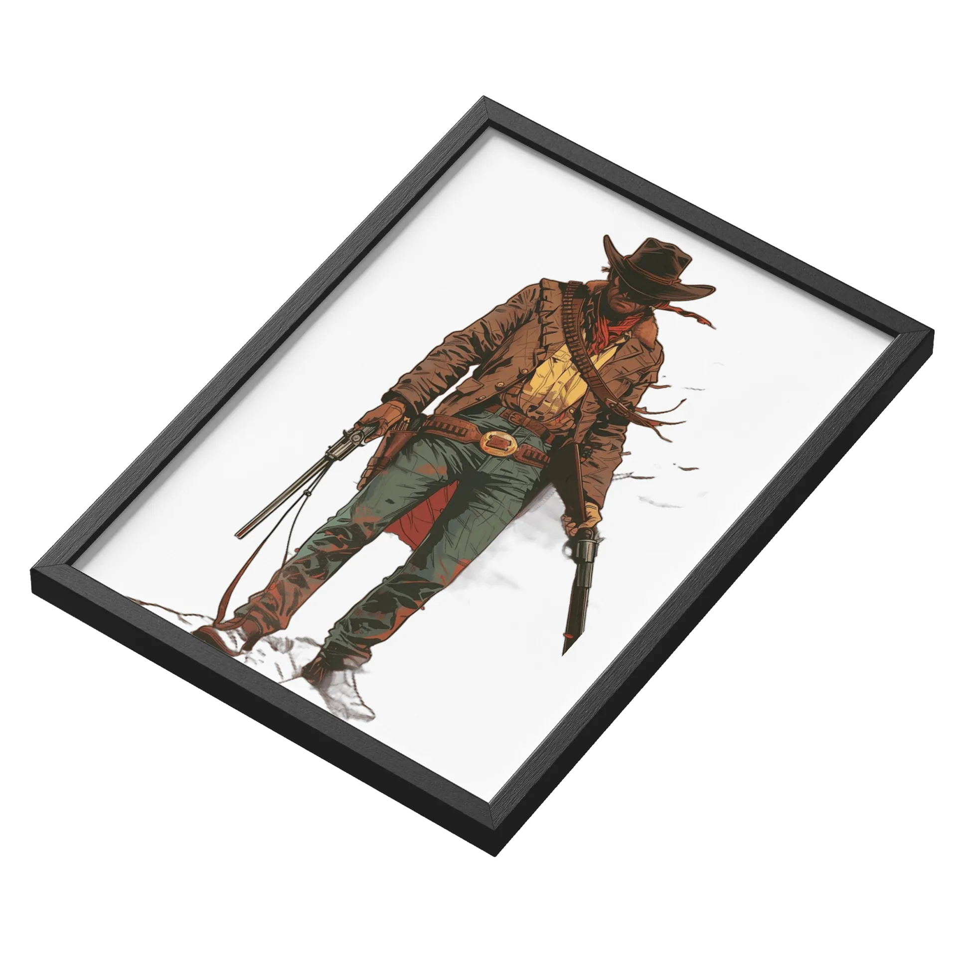 Quadro Cowboy com Armas MDF e Vidro A3 - Imagem 3
