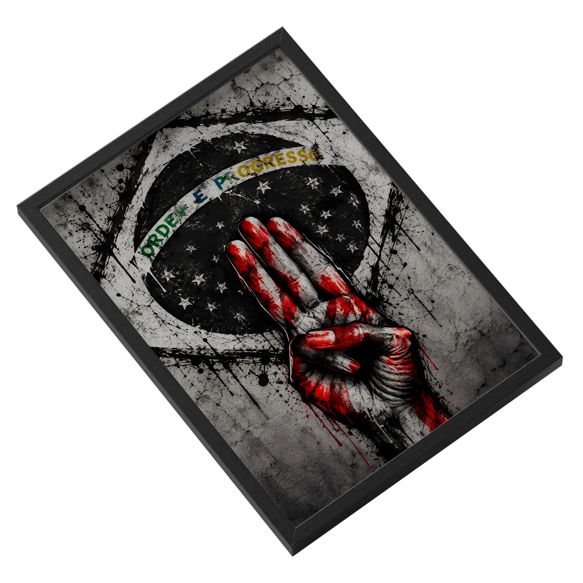 Quadro Mão com Símbolo de Paz Ordem e Progresso A3 - Imagem 2
