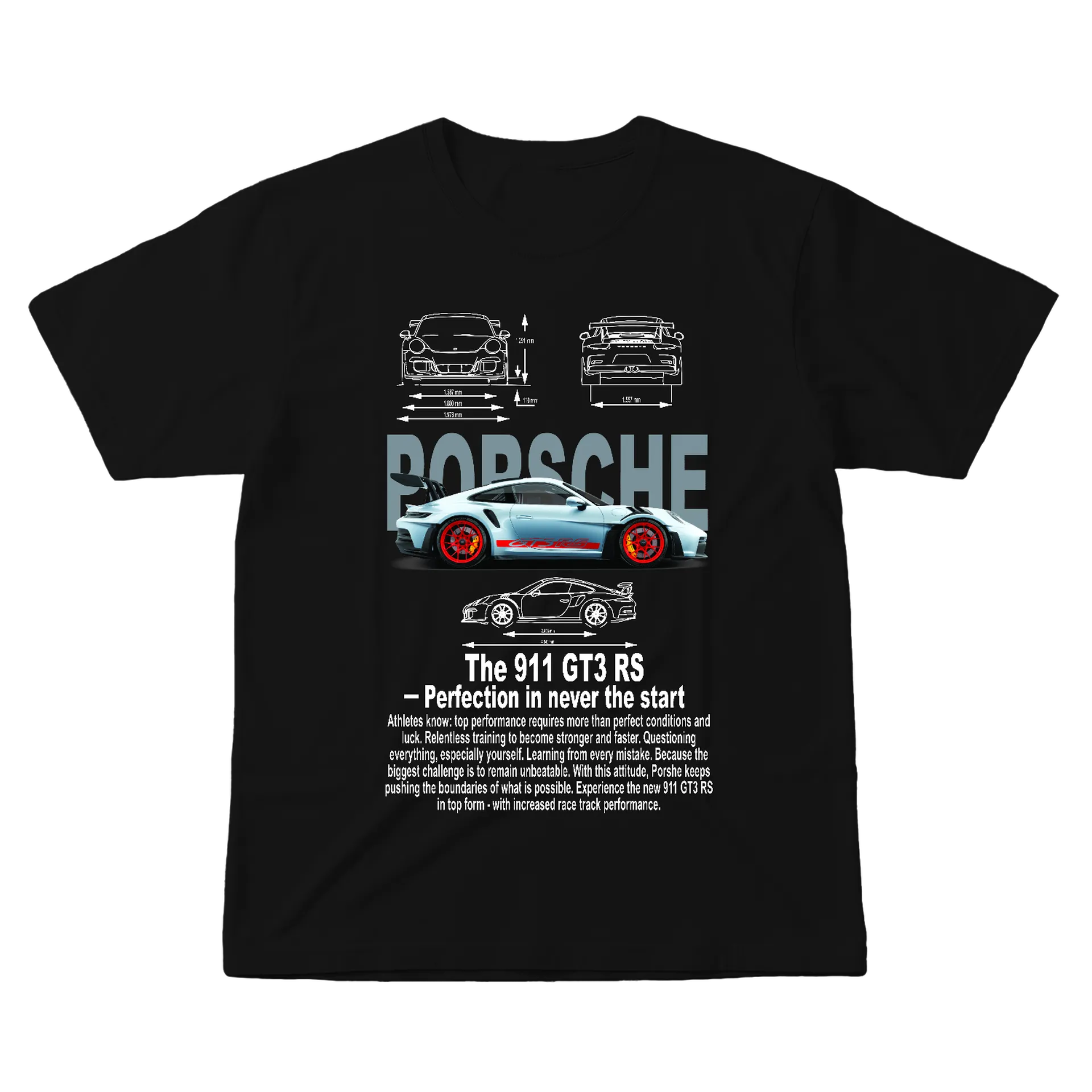 Camiseta Porsche 911 GT3 RS Preto 100% Algodão - Imagem 1