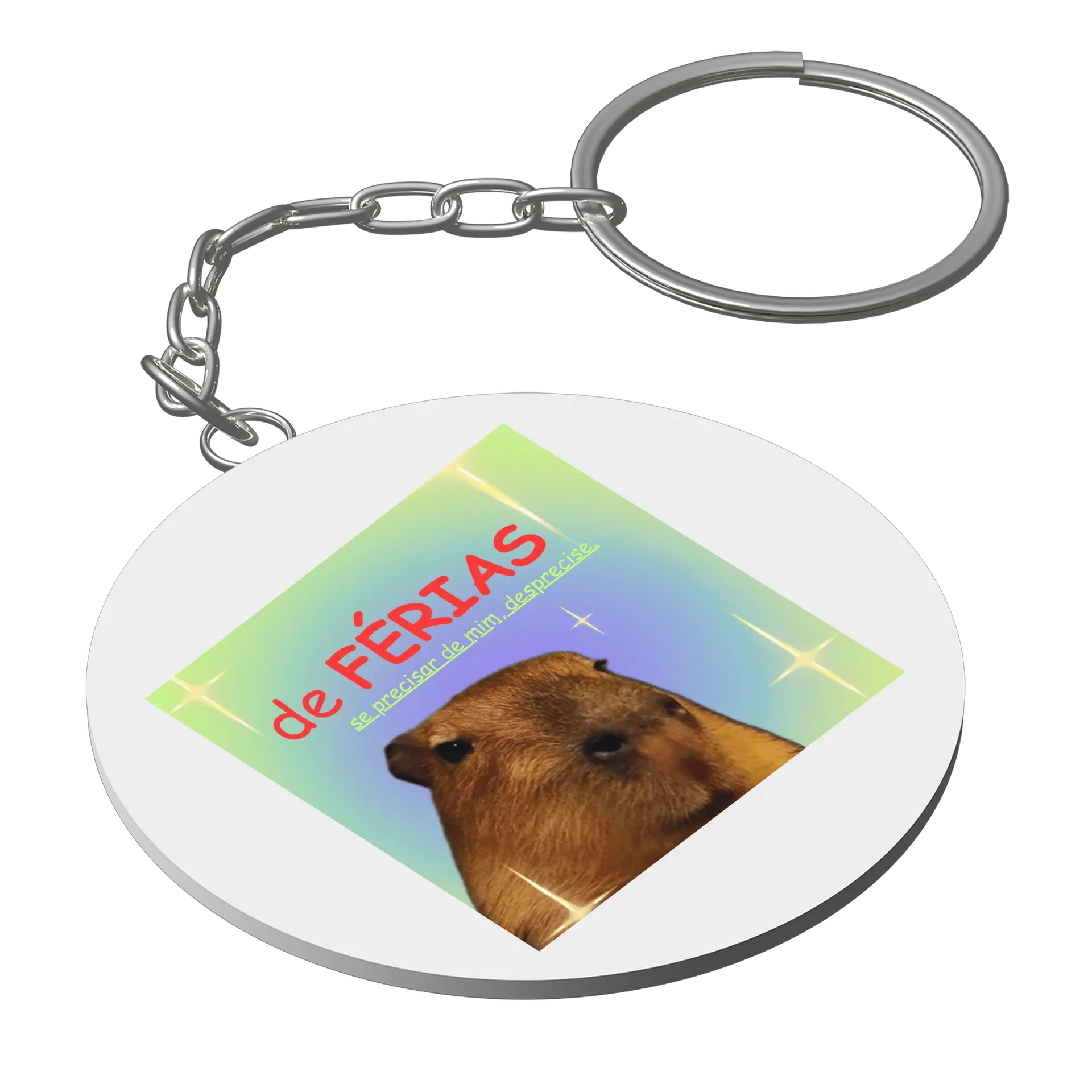 Chaveiro MDF Capivara de Férias 5x5cm de Lucas