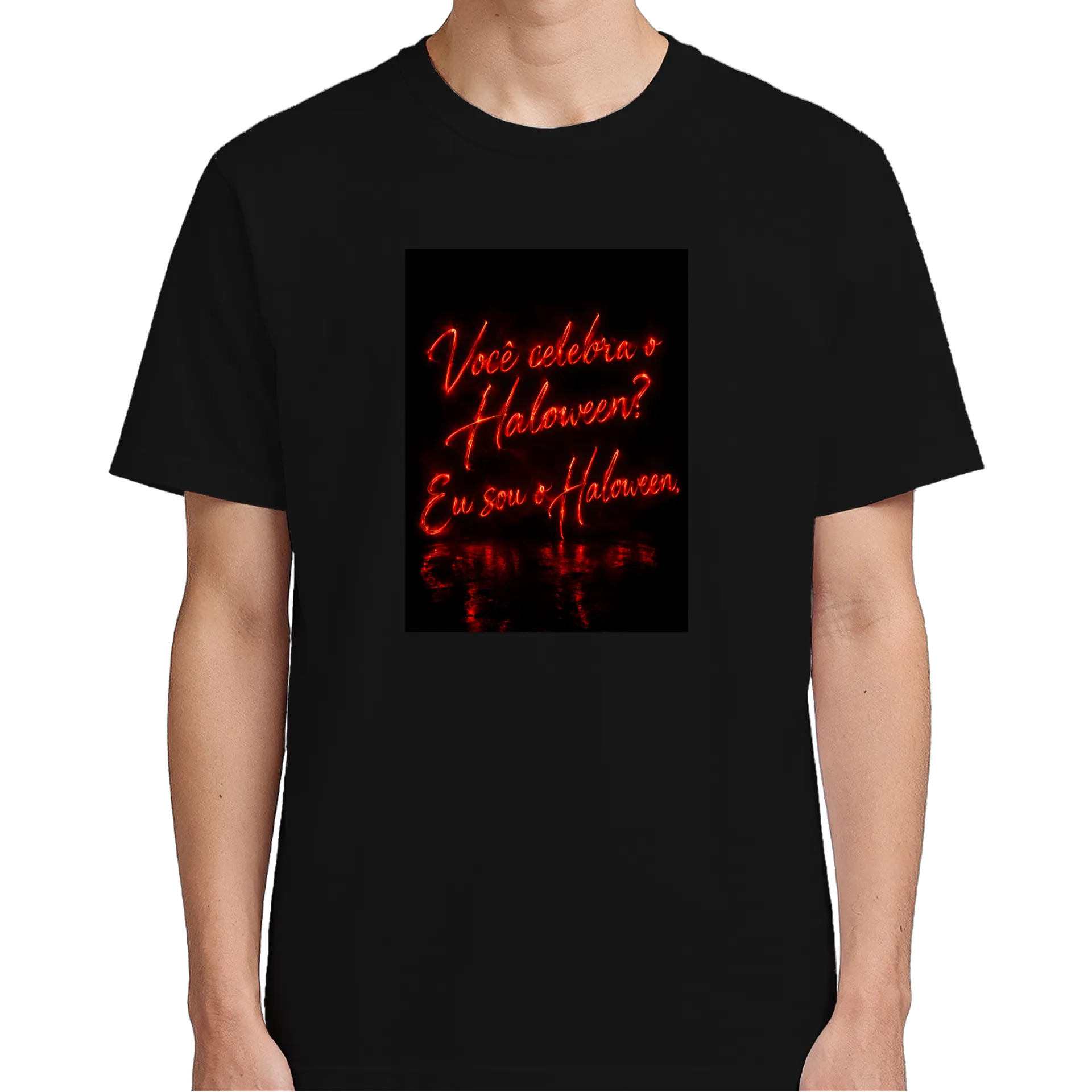Camiseta Halloween Neon Vermelho 100% Algodão - Imagem 4