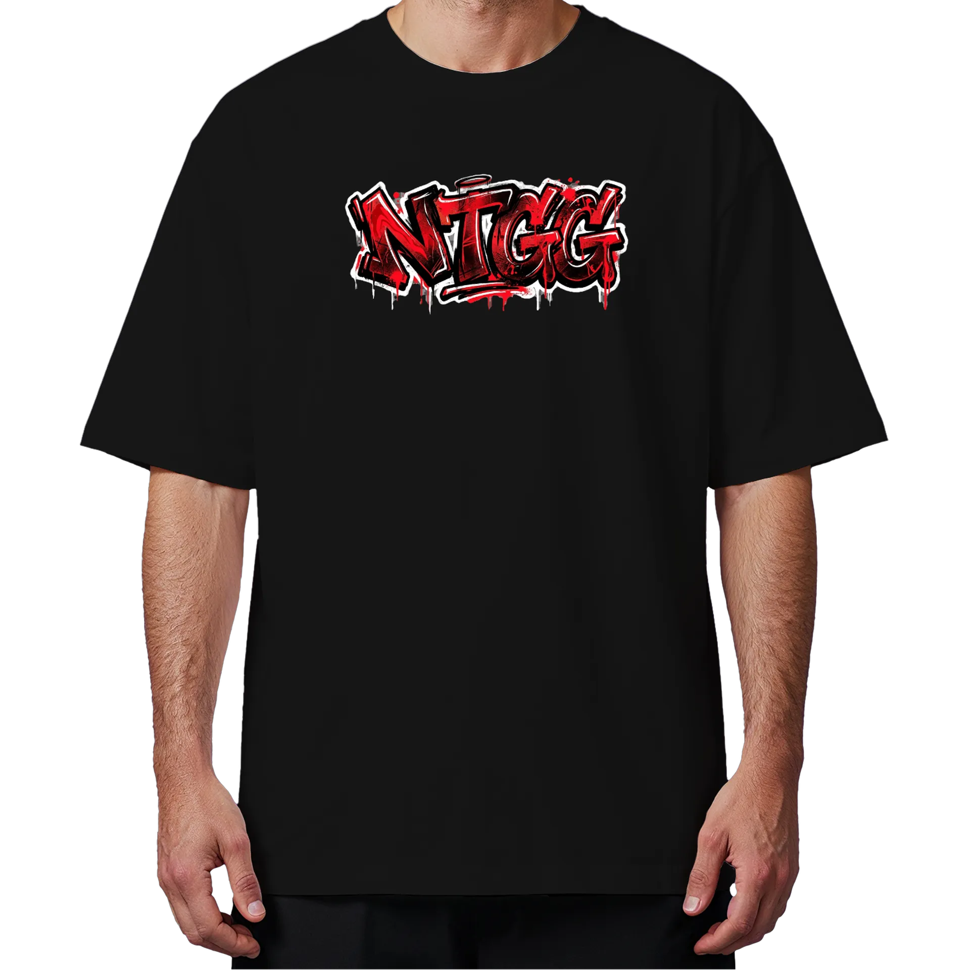 Camiseta Oversized Arte Graffiti Vermelho Preto 100% Algodão de New Team GG — imagem 4 de 6