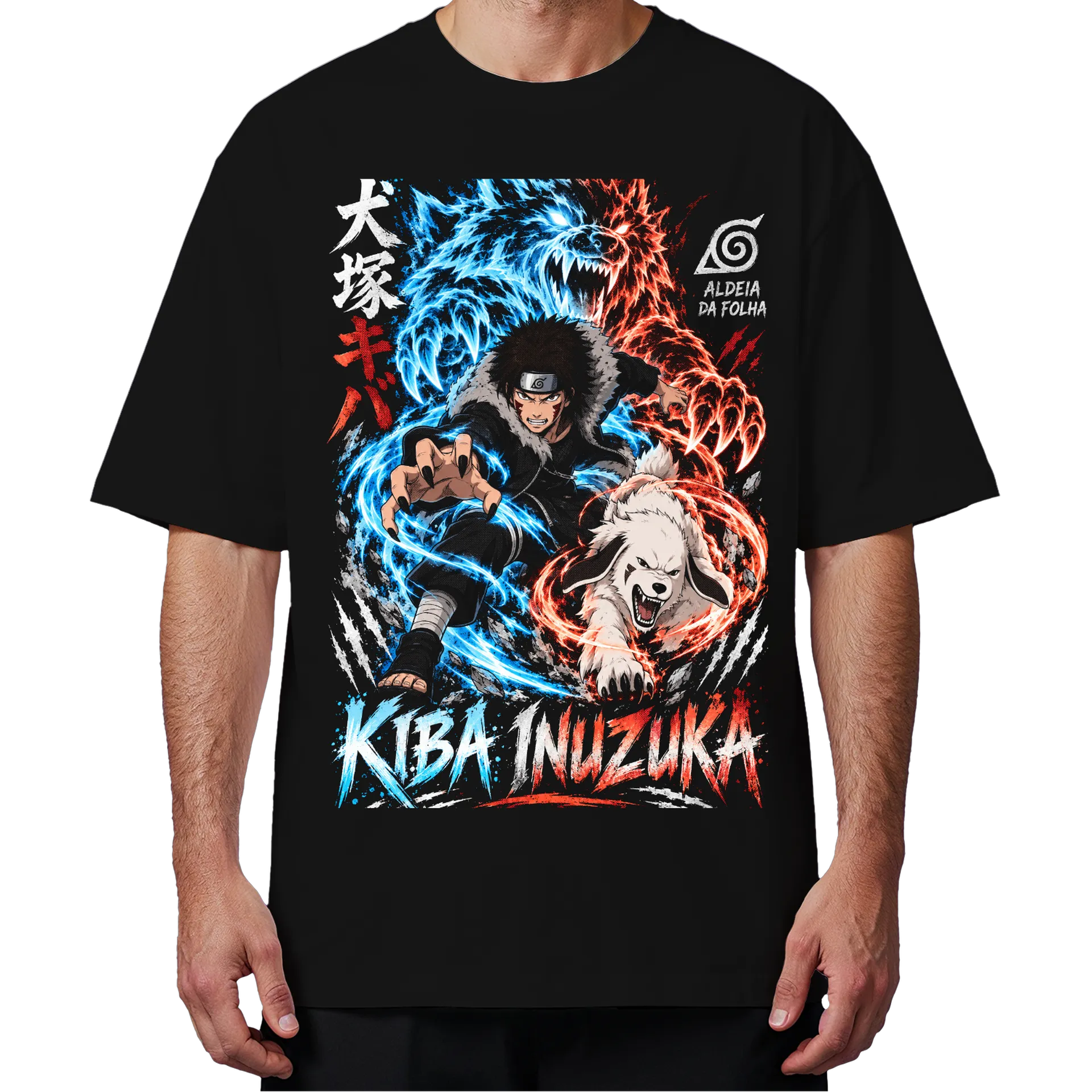 Camiseta Oversized Kiba Inuzuka Anime Naruto Premium - Imagem 4