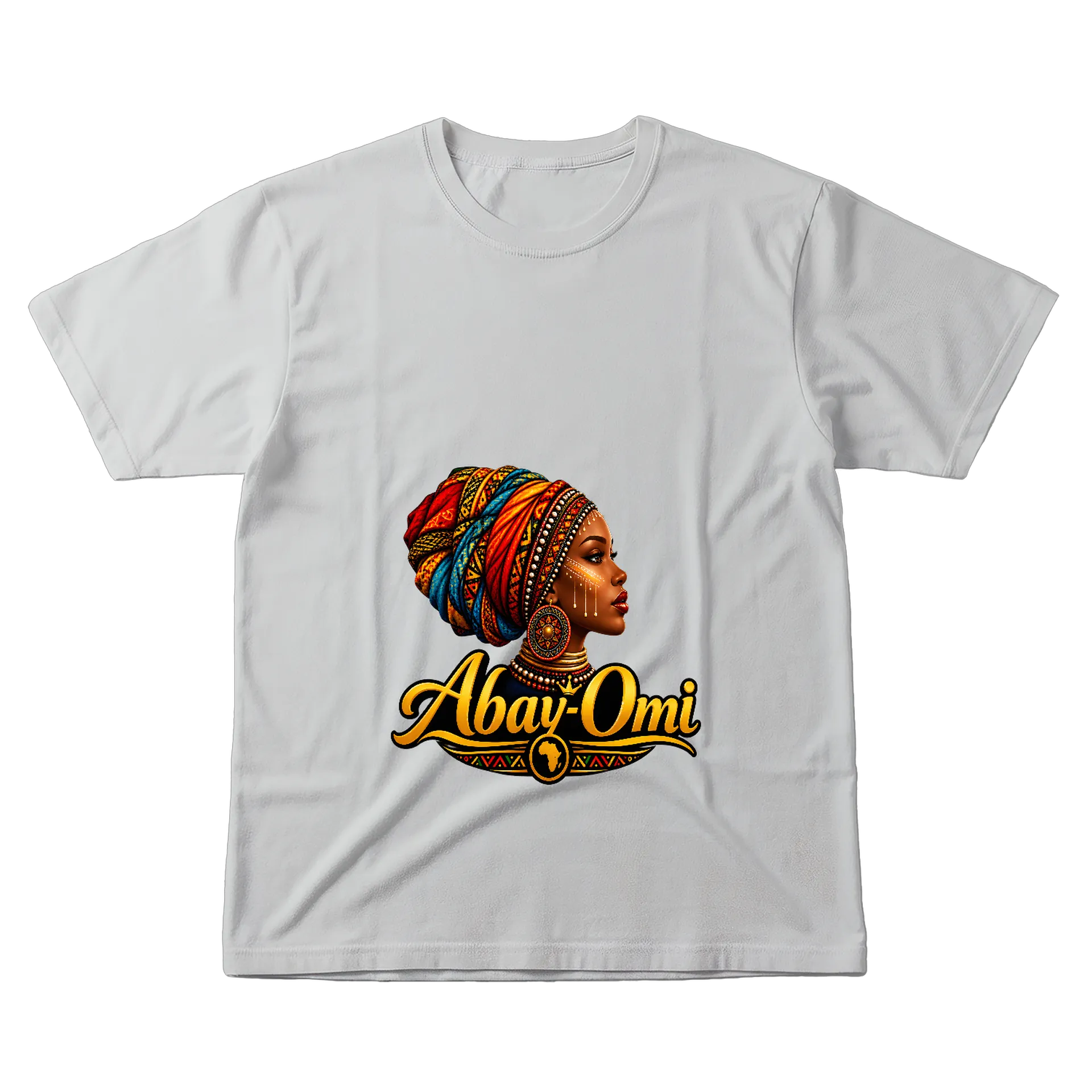 Camiseta Estampa Tipográfica Abay-Omi Mulher Africana - Imagem 1