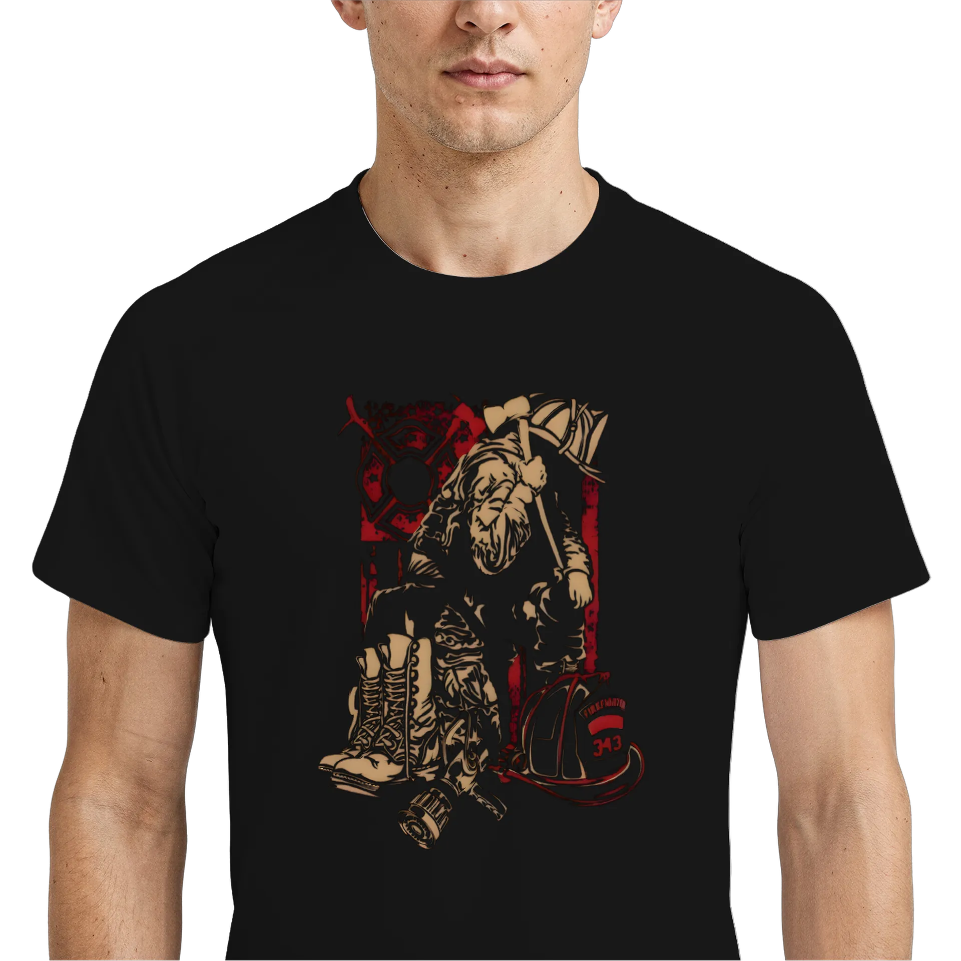 Camiseta Dry Fit Guerreiro Medieval Ilustração Vermelha e - Imagem 4