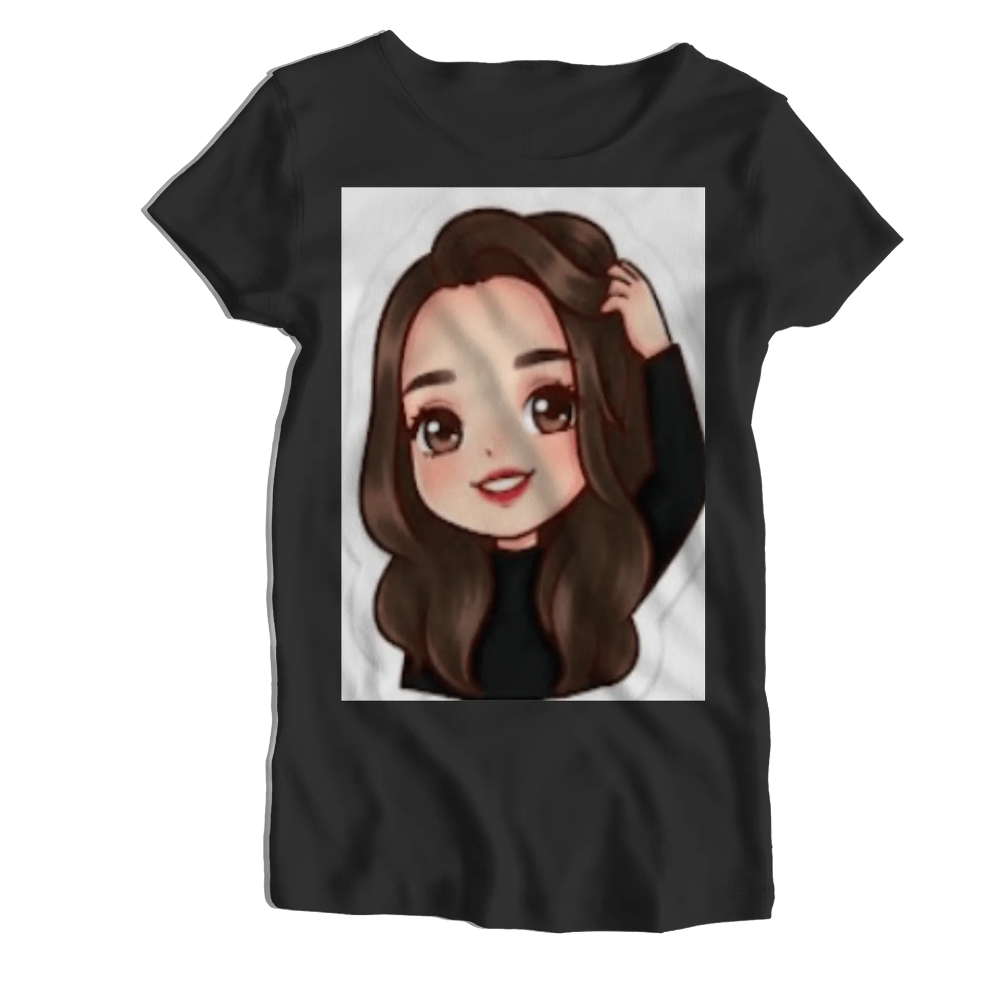 Camiseta Babylook Ilustração Cartoon Mulher Cabelo - Imagem 1
